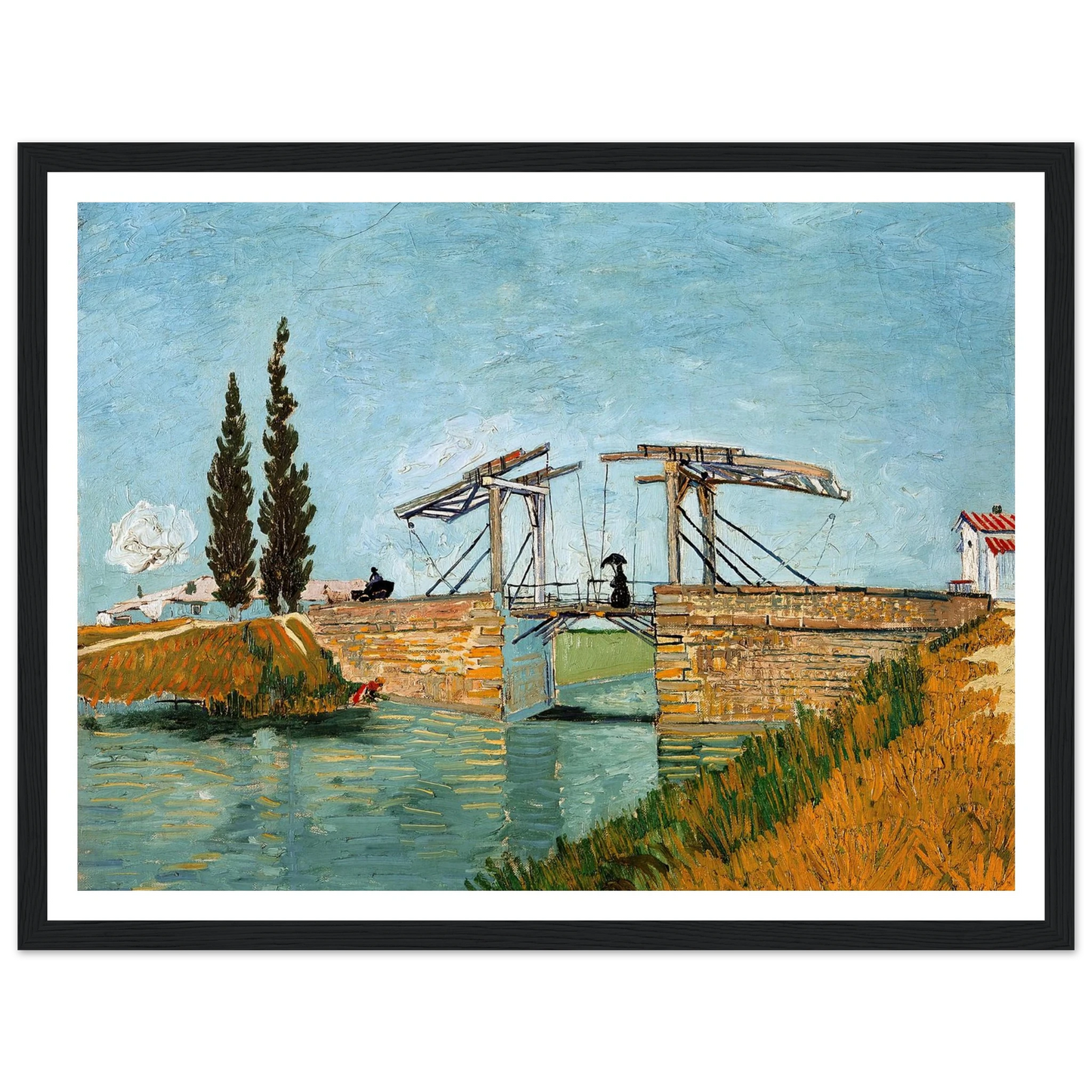 Langlois Bridge at Arles (1888) Art Print | Vincent van Gogh - Framed Poster - 30x40 cm / 12x16″ - Black frame