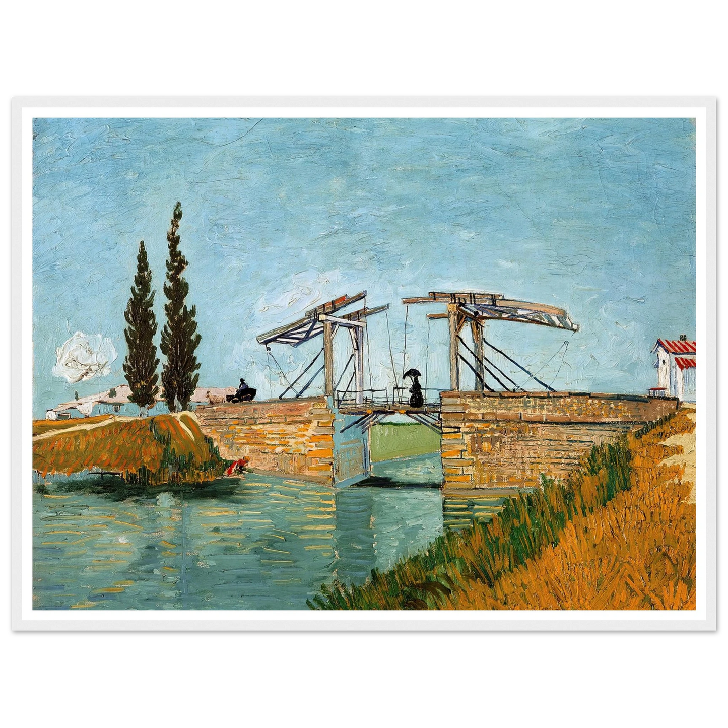 Langlois Bridge at Arles (1888) Art Print | Vincent van Gogh - Framed Poster - 30x40 cm / 12x16″ - Black frame