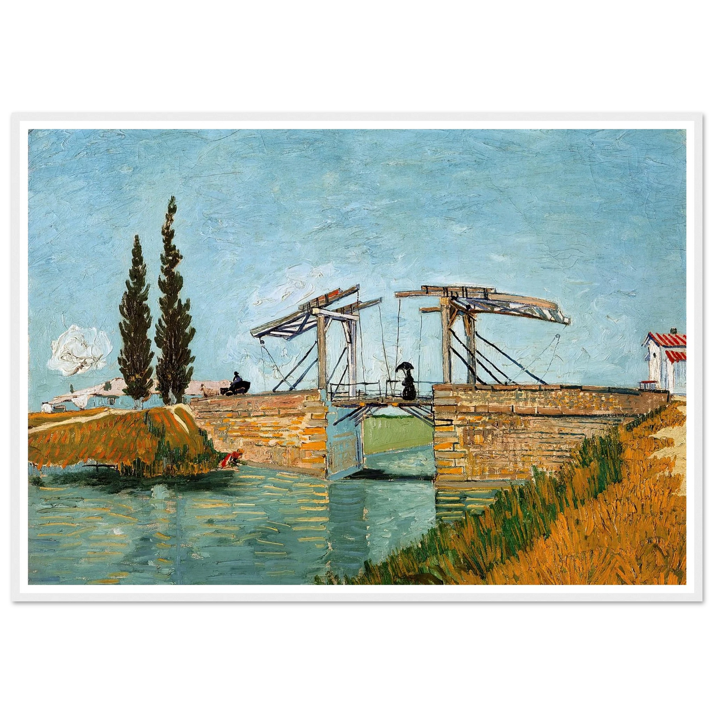 Langlois Bridge at Arles (1888) Art Print | Vincent van Gogh - Framed Poster - 30x40 cm / 12x16″ - Black frame