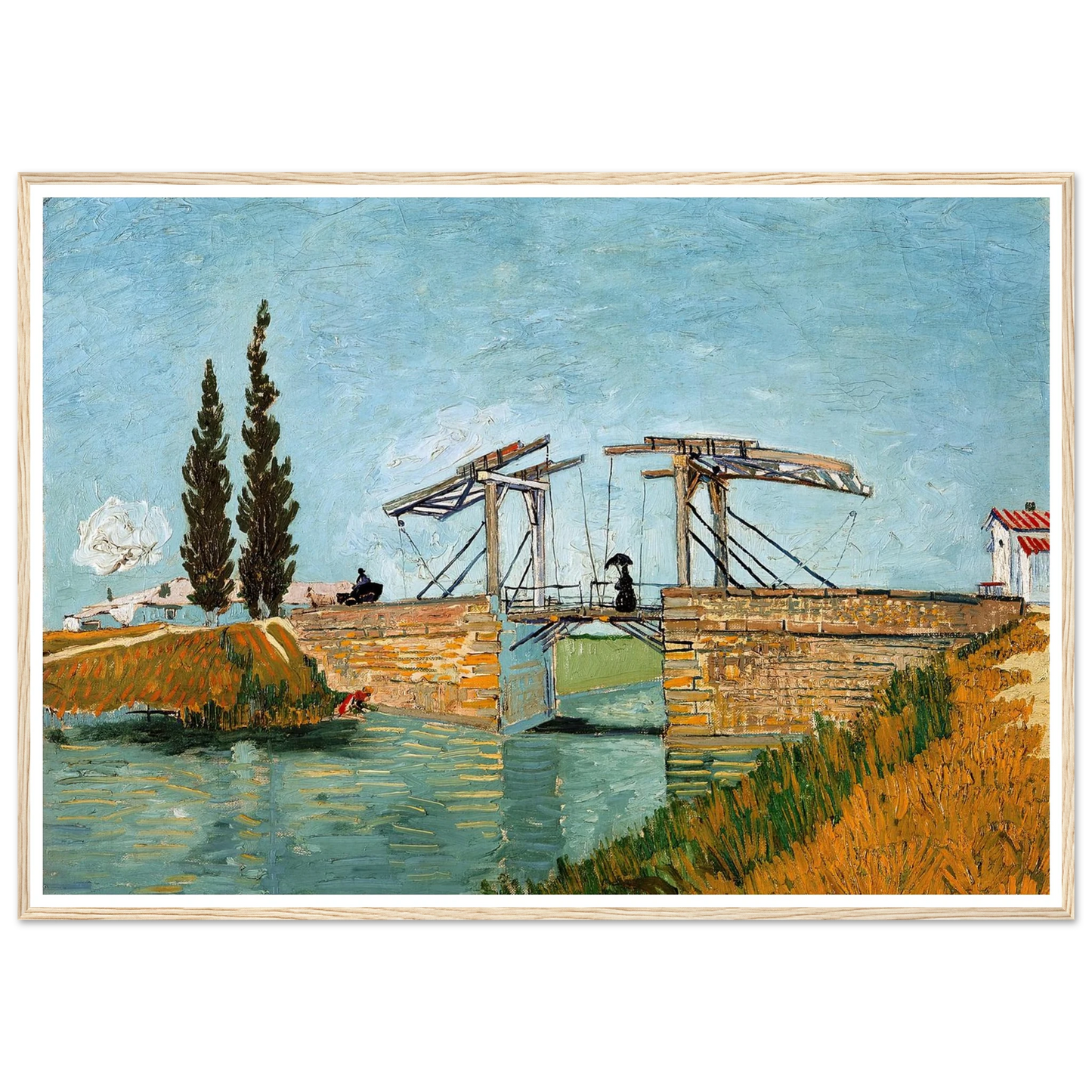 Langlois Bridge at Arles (1888) Art Print | Vincent van Gogh - Framed Poster - 30x40 cm / 12x16″ - Black frame