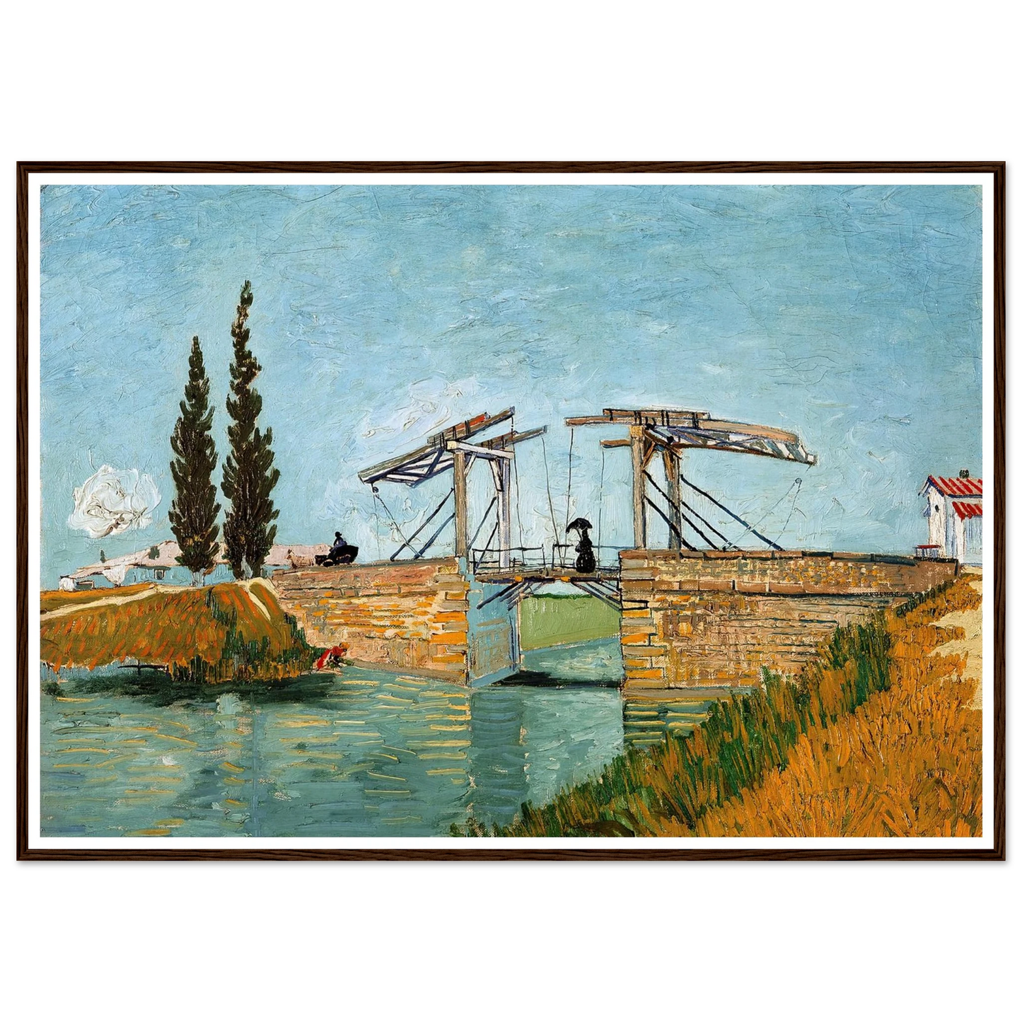 Langlois Bridge at Arles (1888) Art Print | Vincent van Gogh - Framed Poster - 30x40 cm / 12x16″ - Black frame