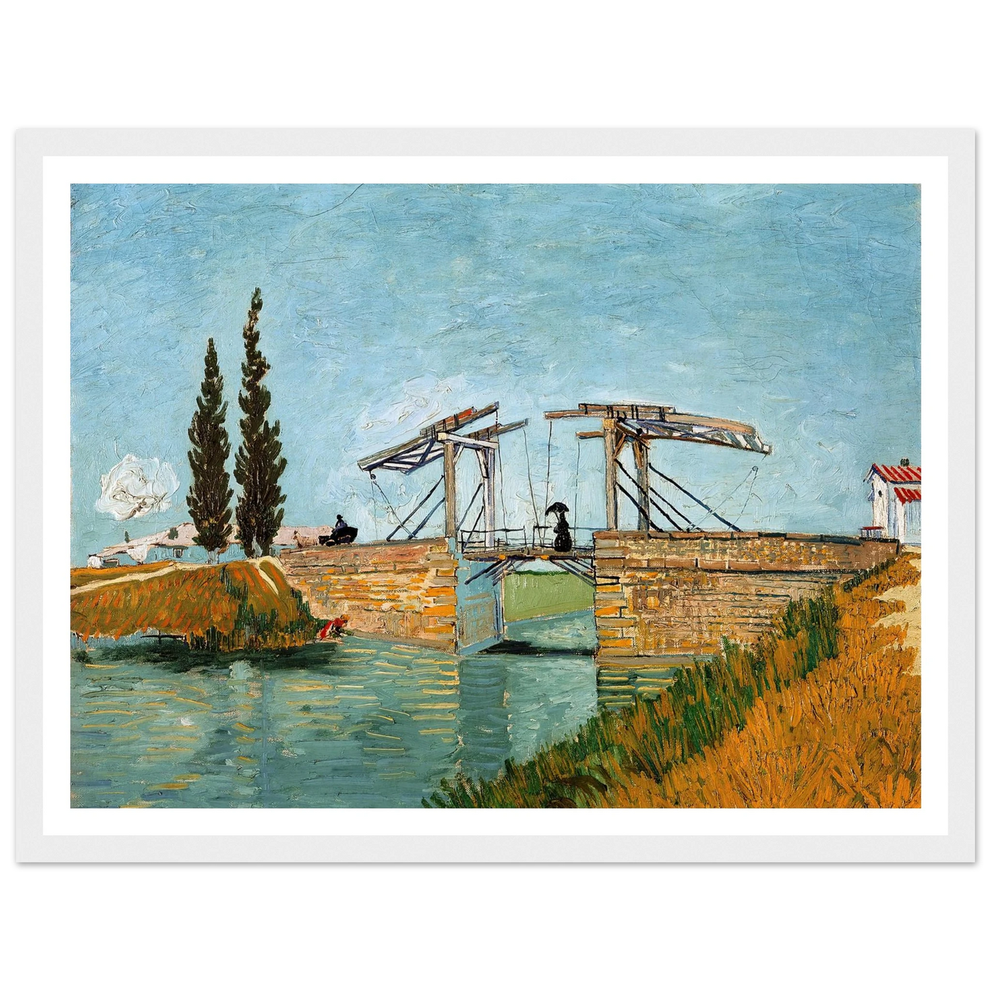 Langlois Bridge at Arles (1888) Art Print | Vincent van Gogh - Framed Poster - 30x40 cm / 12x16″ - Black frame
