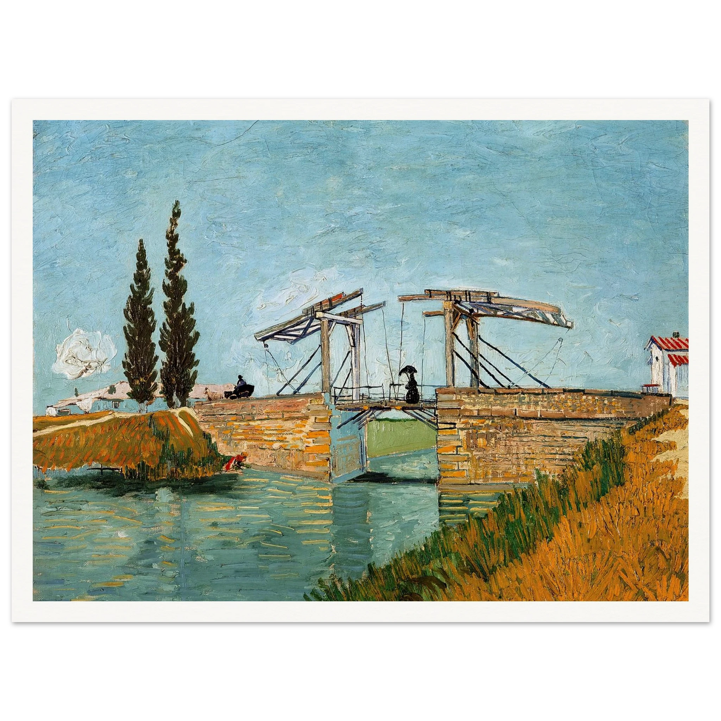 Langlois Bridge at Arles (1888) Art Print | Vincent van Gogh - Framed Poster - 30x40 cm / 12x16″ - Black frame