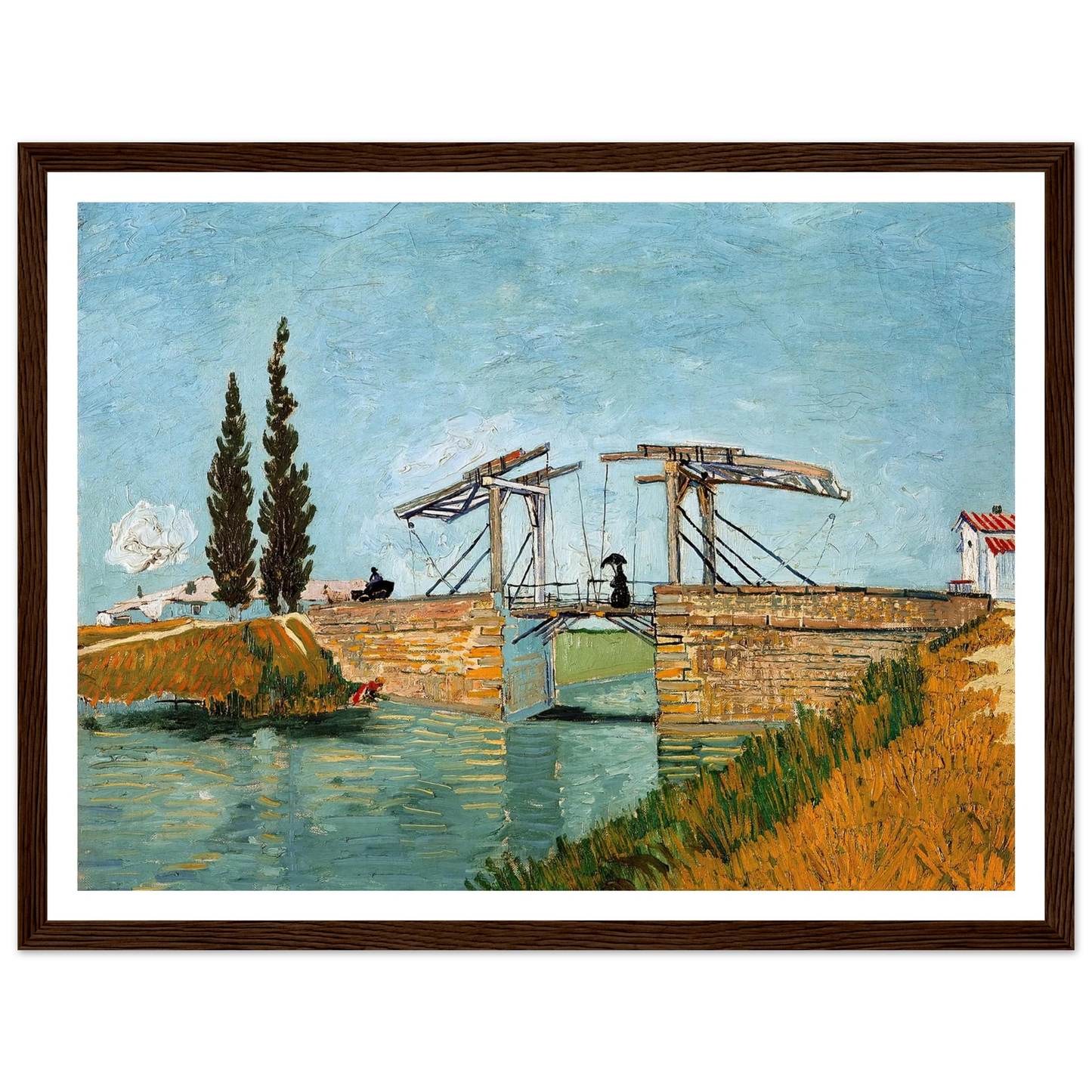Langlois Bridge at Arles (1888) Art Print | Vincent van Gogh - Framed Poster - 30x40 cm / 12x16″ - Black frame