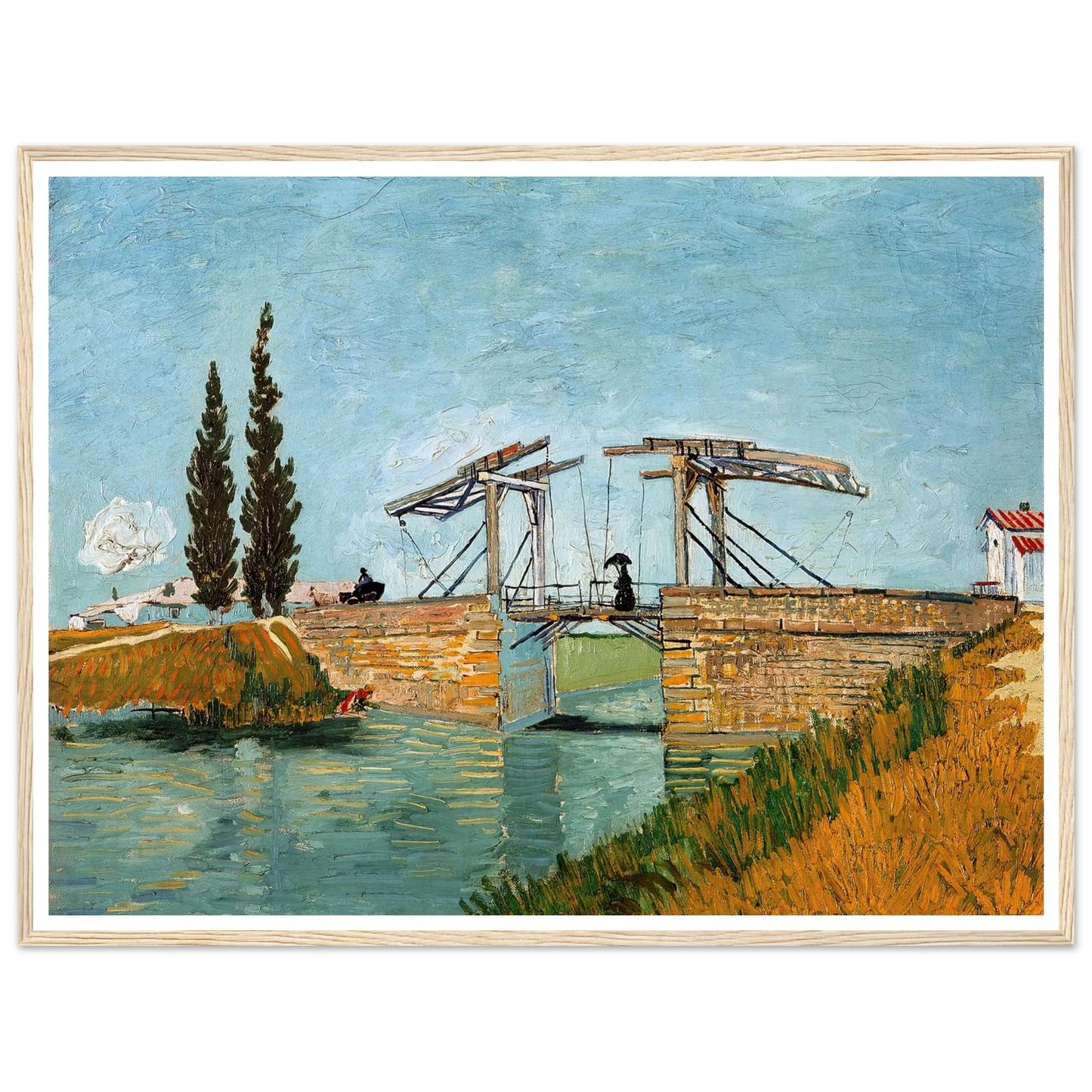 Langlois Bridge at Arles (1888) Art Print | Vincent van Gogh - Framed Poster - 30x40 cm / 12x16″ - Black frame