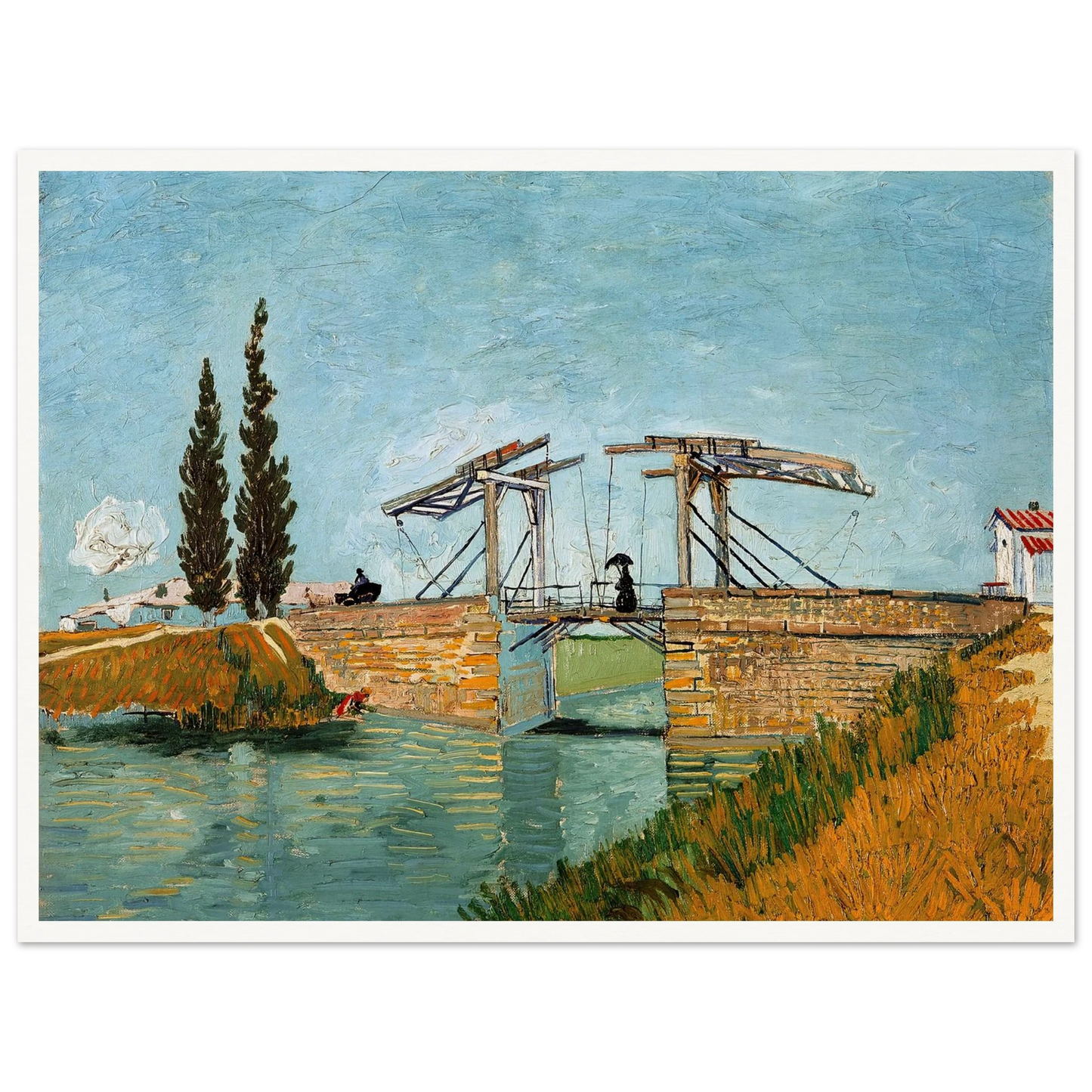 Langlois Bridge at Arles (1888) Art Print | Vincent van Gogh - Framed Poster - 30x40 cm / 12x16″ - Black frame