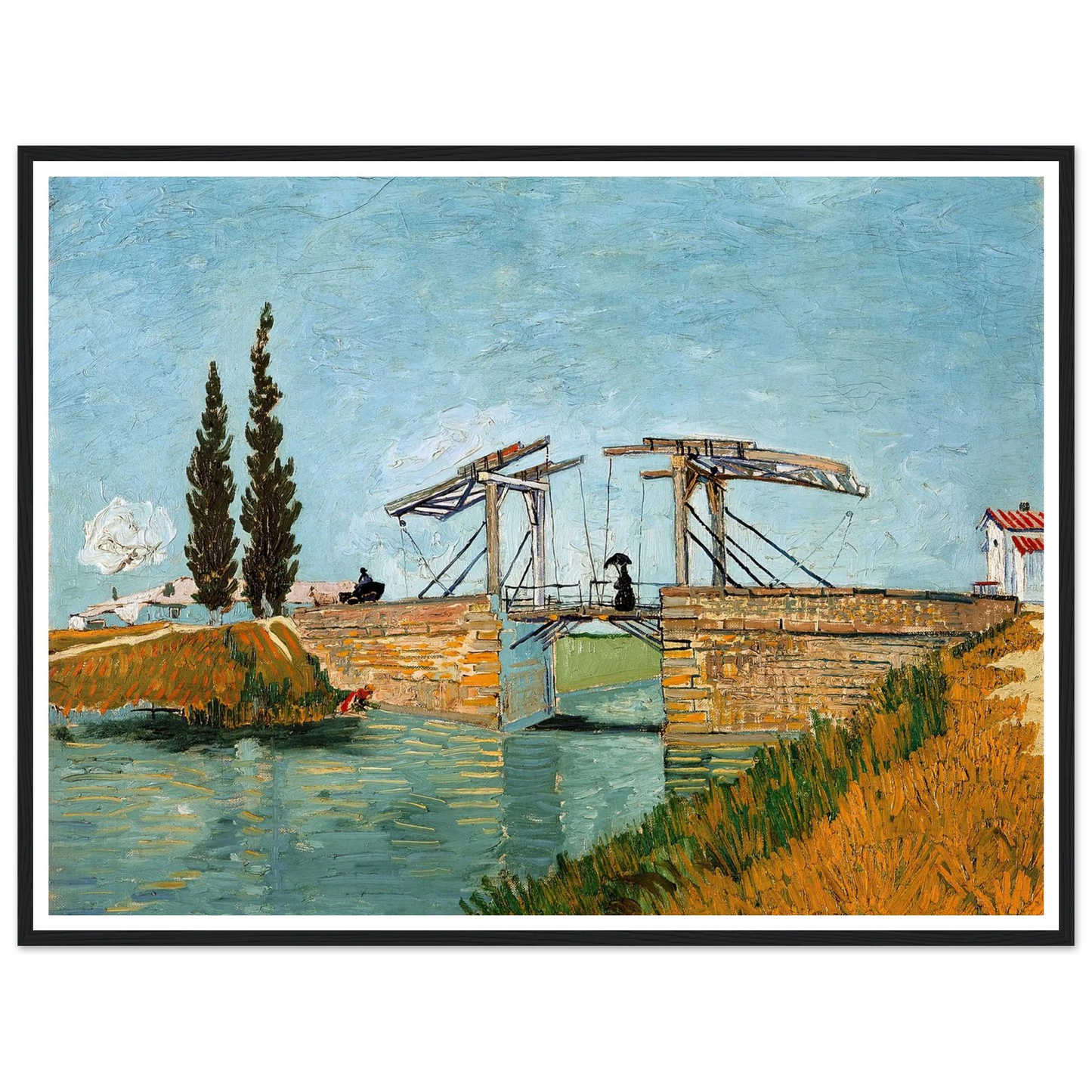 Langlois Bridge at Arles (1888) Art Print | Vincent van Gogh - Framed Poster - 30x40 cm / 12x16″ - Black frame