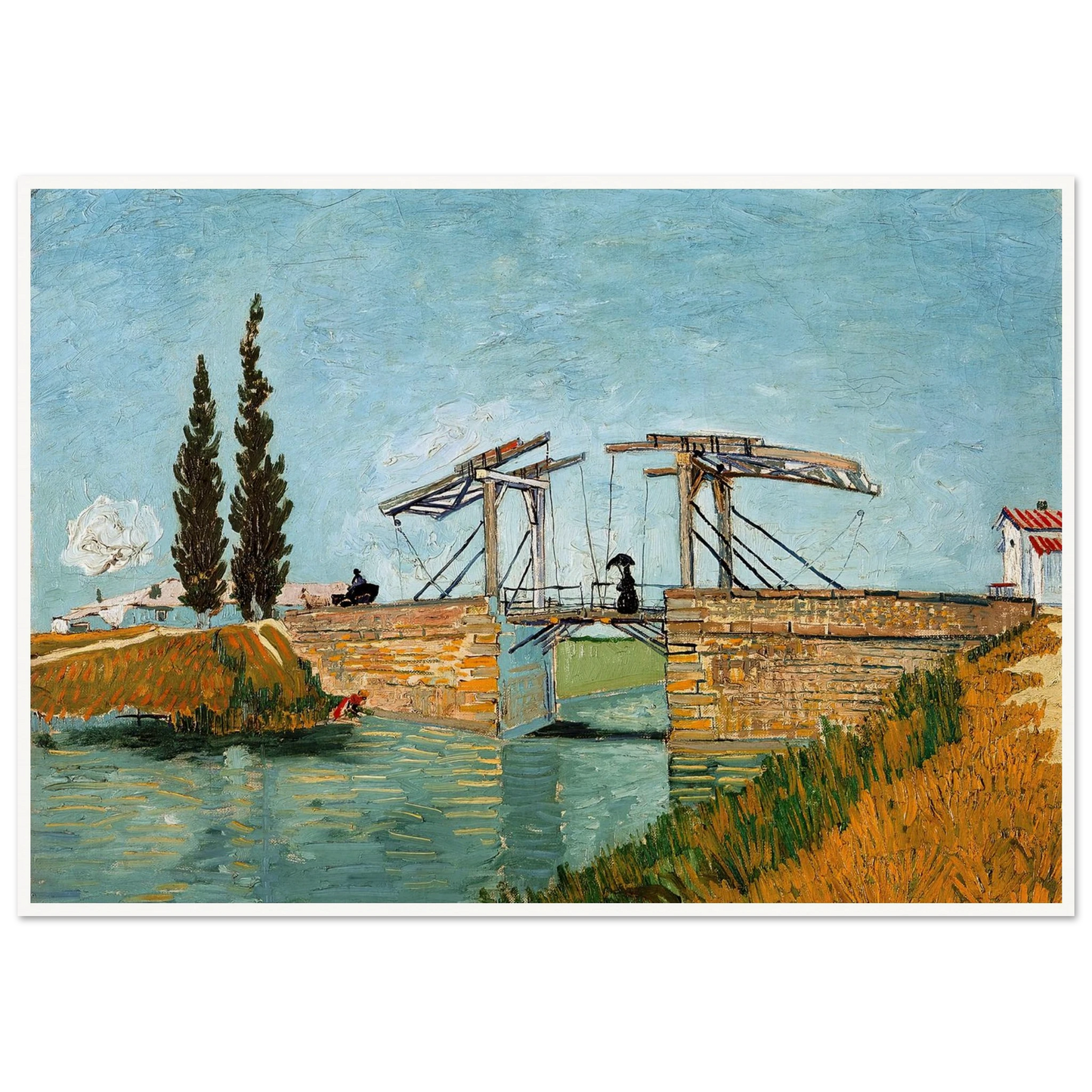Langlois Bridge at Arles (1888) Art Print | Vincent van Gogh - Framed Poster - 30x40 cm / 12x16″ - Black frame