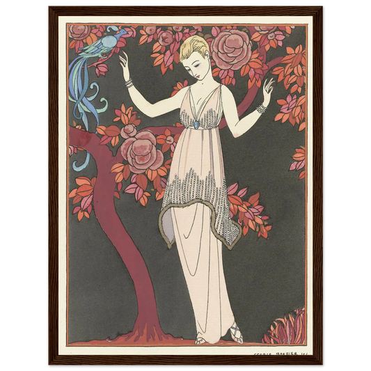 L’Arbre de science _Robe du soir de Doeuillet (1914) Art Print | George Barbier - Framed Poster - 30x40 cm / 12x16″ - Black frame
