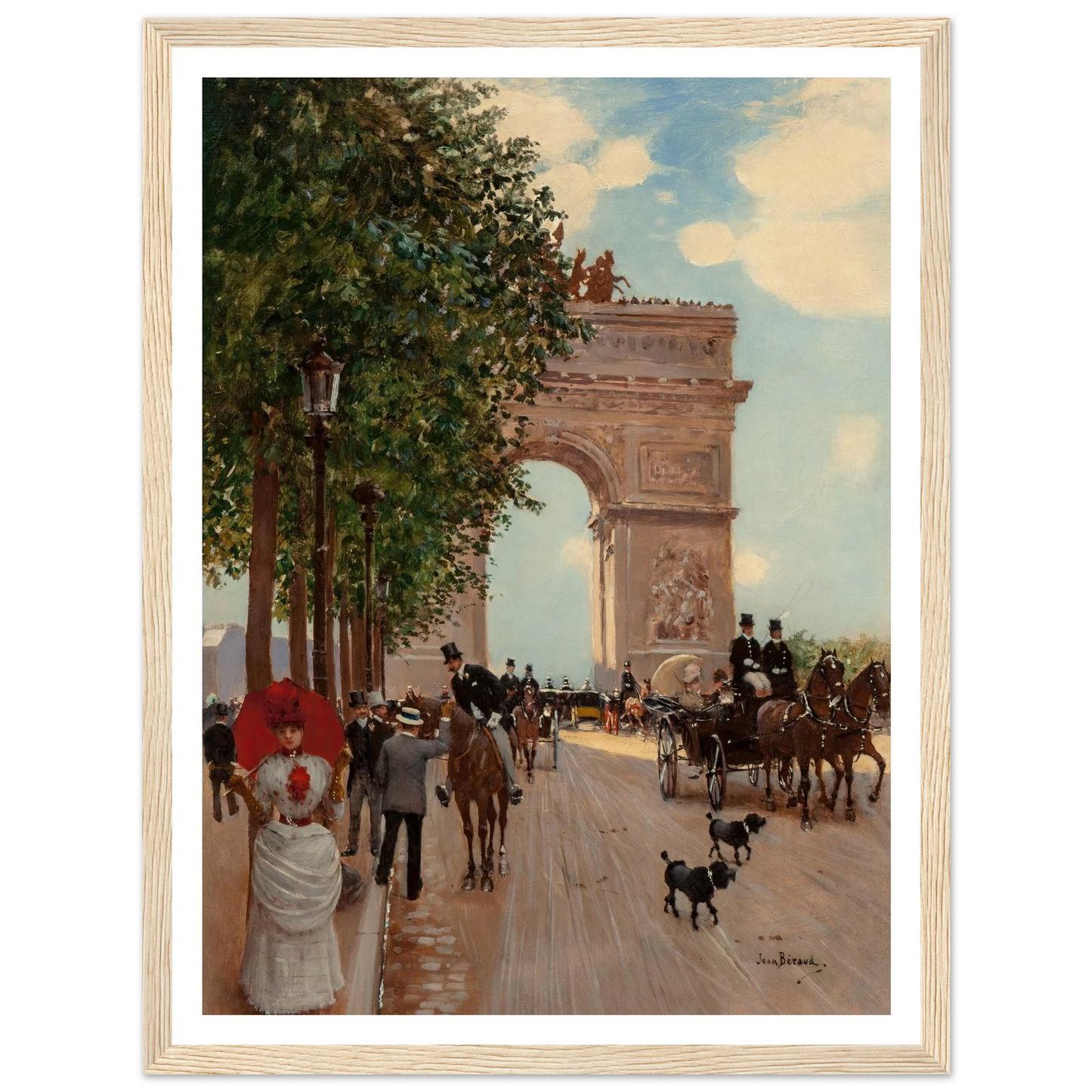 L’Arc de Triomphe, Champs-Elysées (circa 1882-85) Art Print | Jean Beraud - Framed Poster - 30x40 cm / 12x16″ - Black frame