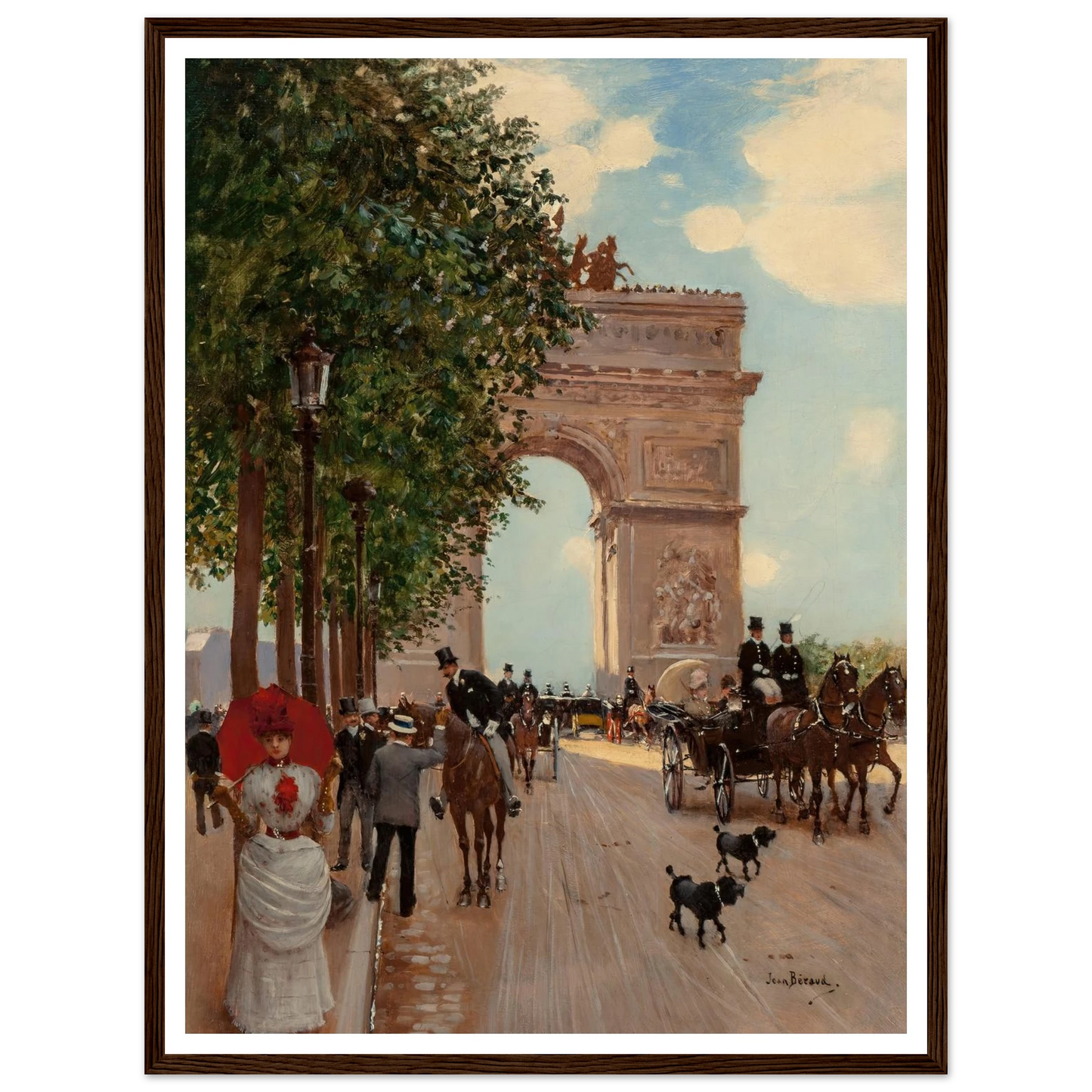 L’Arc de Triomphe, Champs-Elysées (circa 1882-85) Art Print | Jean Beraud - Framed Poster - 30x40 cm / 12x16″ - Black frame