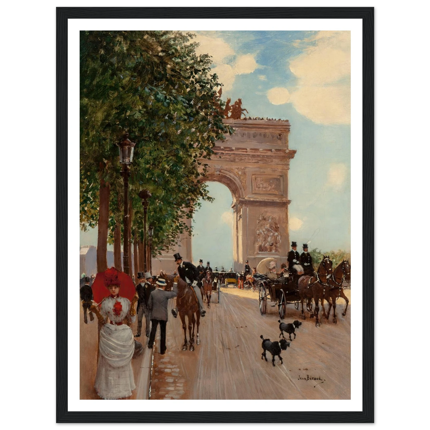 L’Arc de Triomphe, Champs-Elysées (circa 1882-85) Art Print | Jean Beraud - Framed Poster - 30x40 cm / 12x16″ - Black frame