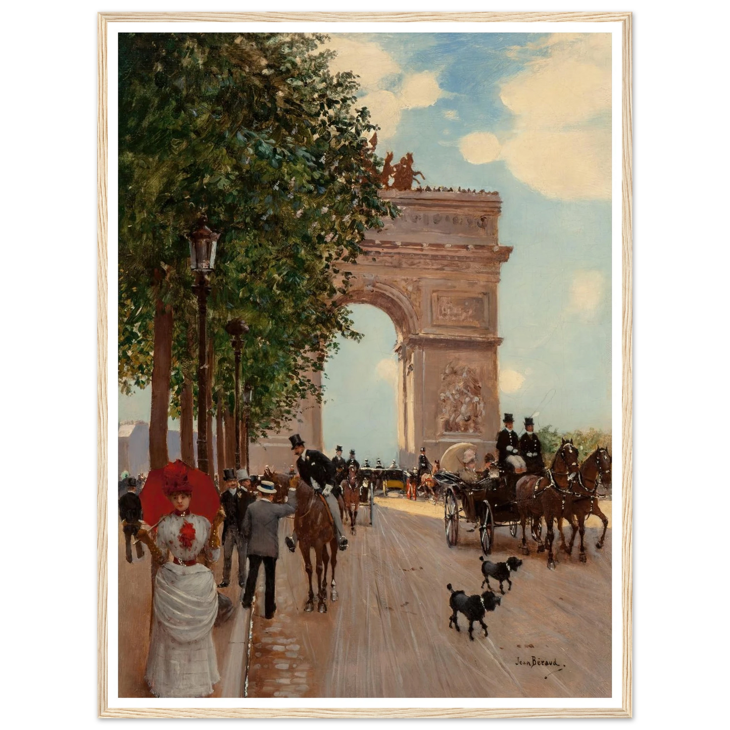 L’Arc de Triomphe, Champs-Elysées (circa 1882-85) Art Print | Jean Beraud - Framed Poster - 30x40 cm / 12x16″ - Black frame