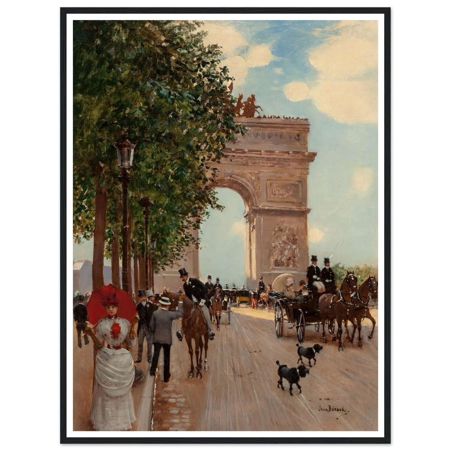 L’Arc de Triomphe, Champs-Elysées (circa 1882-85) Art Print | Jean Beraud - Framed Poster - 30x40 cm / 12x16″ - Black frame