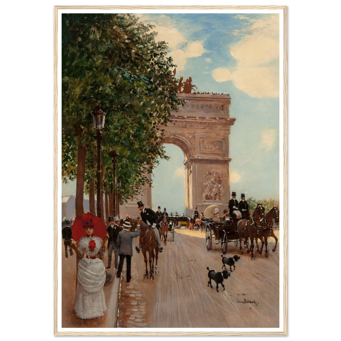L’Arc de Triomphe, Champs-Elysées (circa 1882-85) Art Print | Jean Beraud - Framed Poster - 30x40 cm / 12x16″ - Black frame