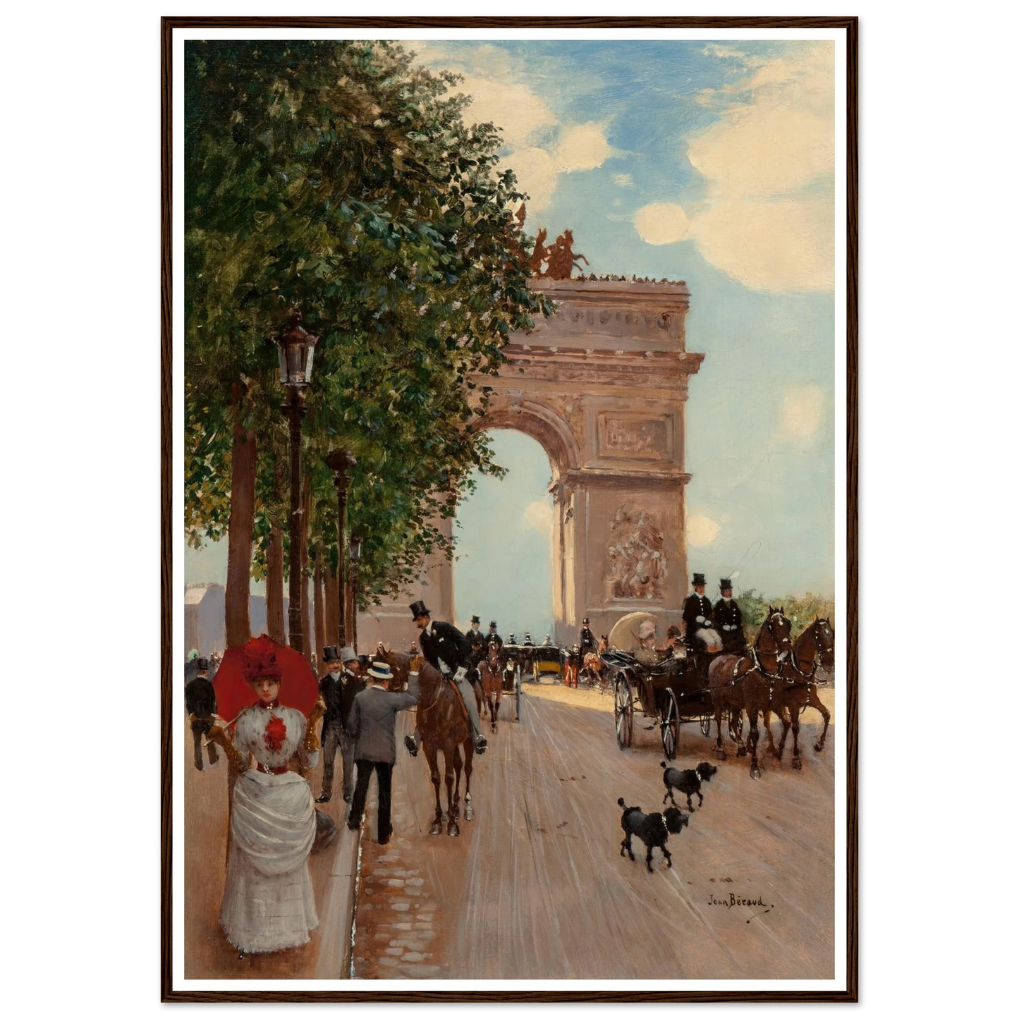 L’Arc de Triomphe, Champs-Elysées (circa 1882-85) Art Print | Jean Beraud - Framed Poster - 30x40 cm / 12x16″ - Black frame