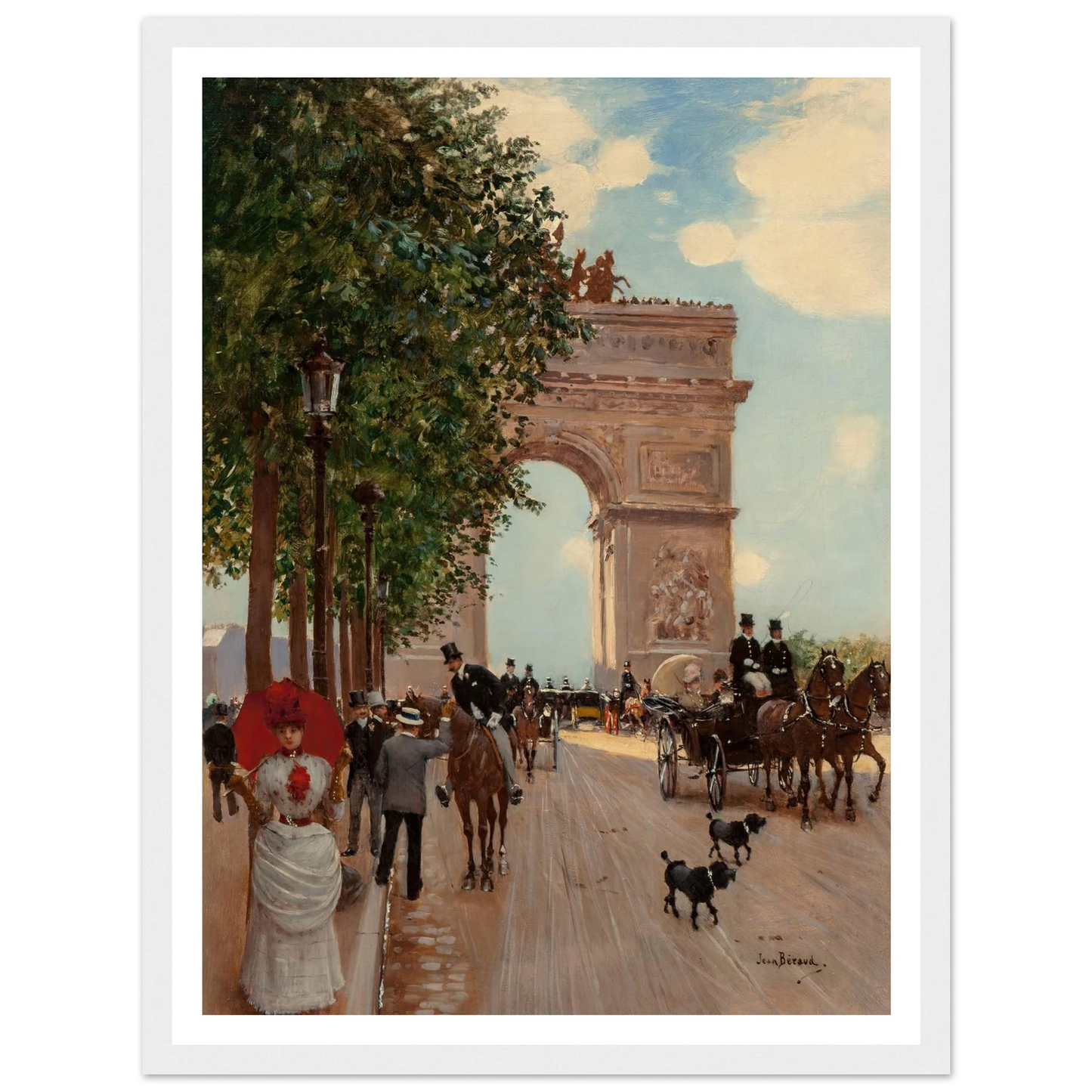 L’Arc de Triomphe, Champs-Elysées (circa 1882-85) Art Print | Jean Beraud - Framed Poster - 30x40 cm / 12x16″ - Black frame
