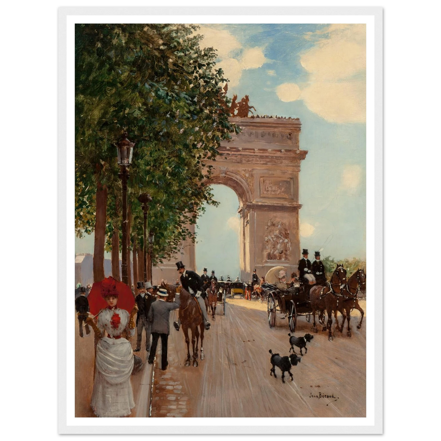 L’Arc de Triomphe, Champs-Elysées (circa 1882-85) Art Print | Jean Beraud - Framed Poster - 30x40 cm / 12x16″ - Black frame