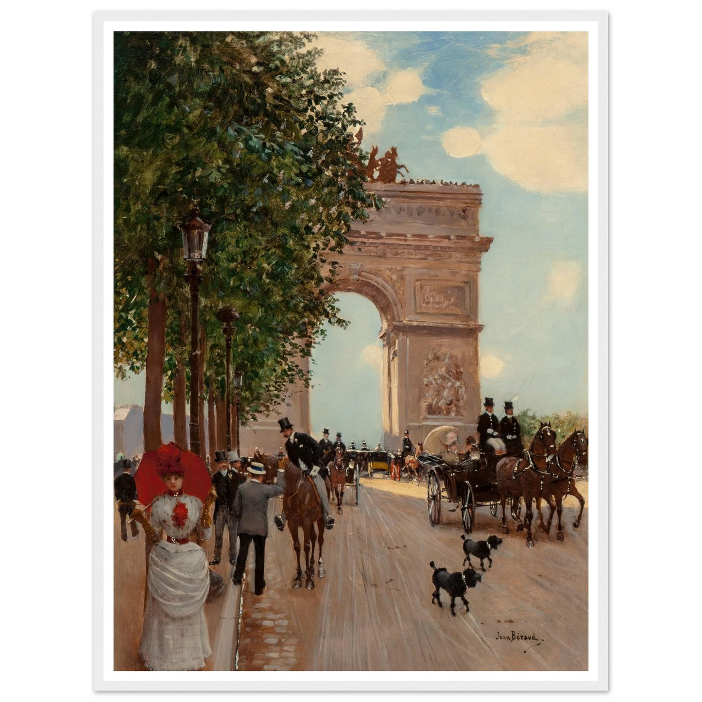 L’Arc de Triomphe, Champs-Elysées (circa 1882-85) Art Print | Jean Beraud - Framed Poster - 30x40 cm / 12x16″ - Black frame