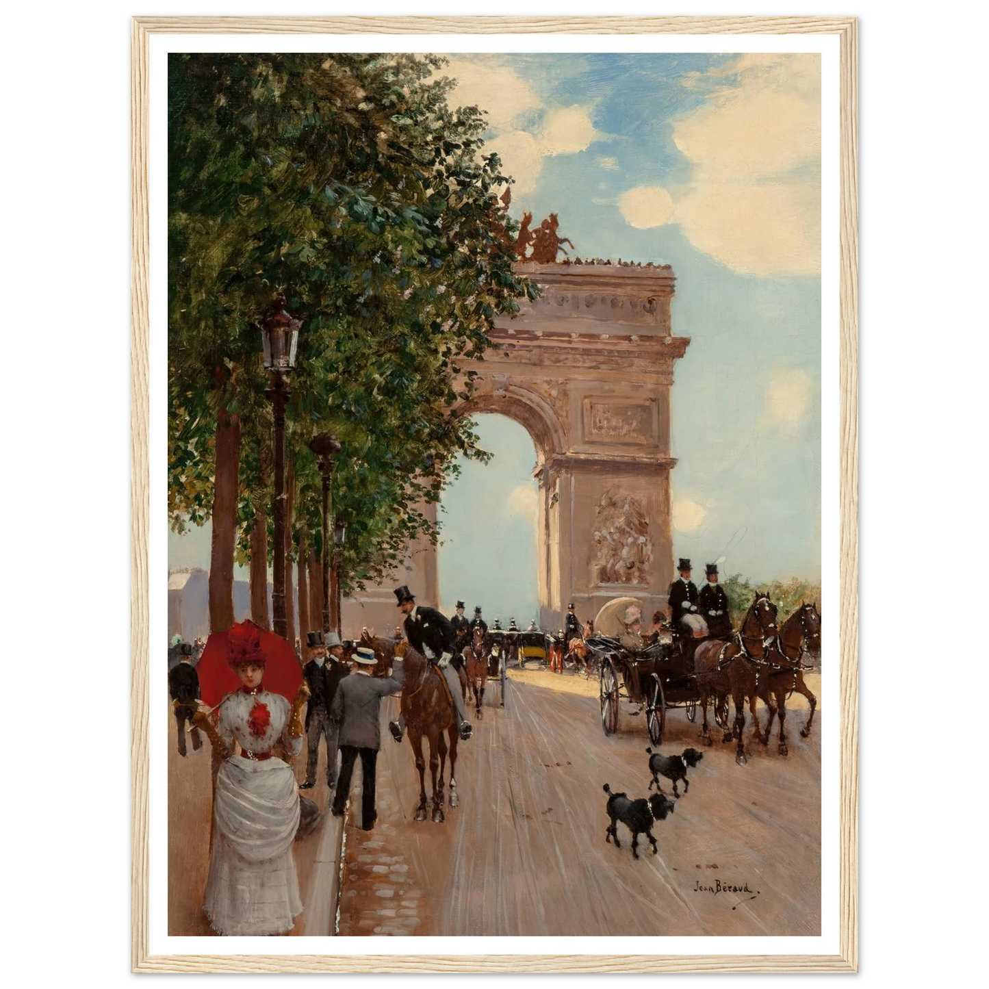 L’Arc de Triomphe, Champs-Elysées (circa 1882-85) Art Print | Jean Beraud - Framed Poster - 30x40 cm / 12x16″ - Black frame