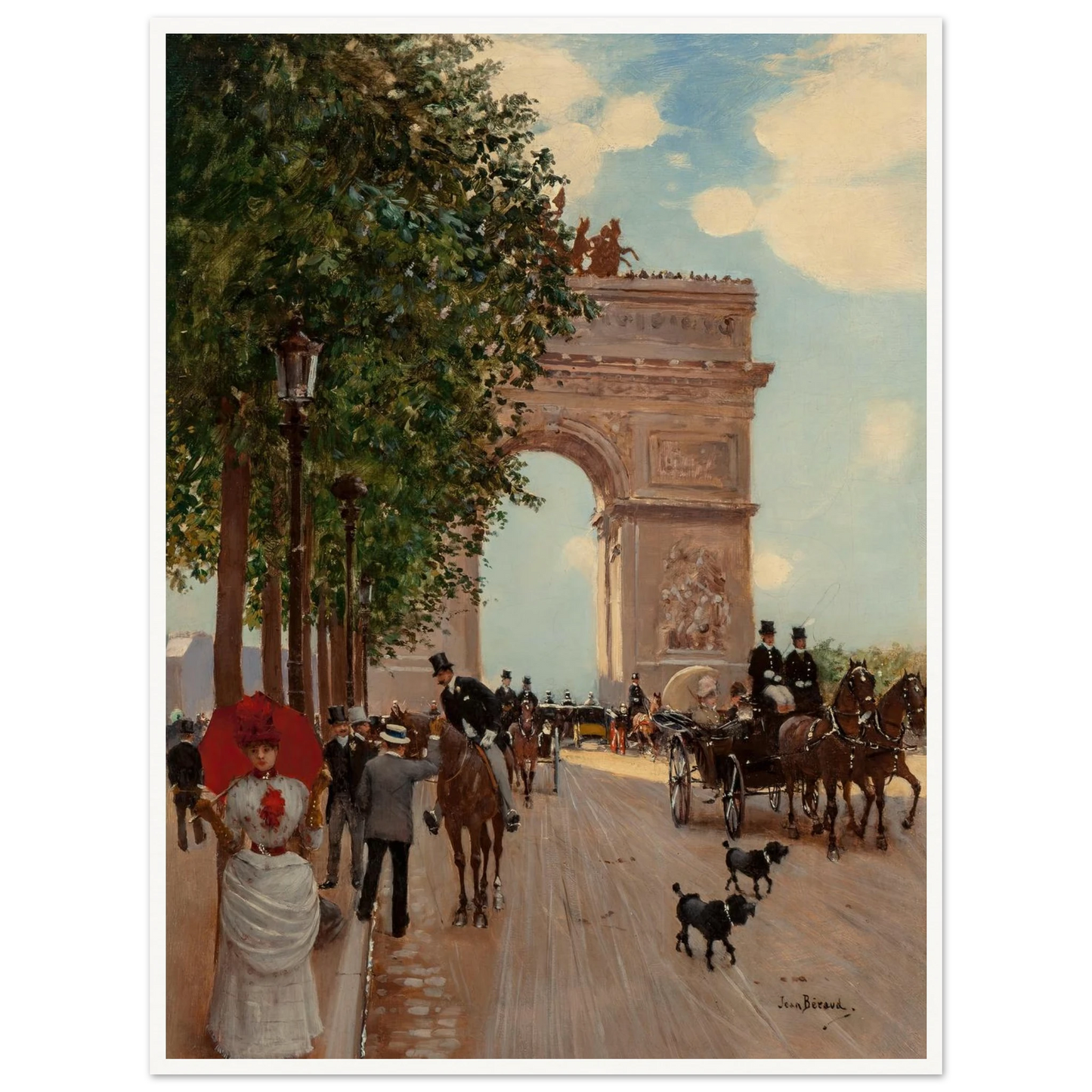 L’Arc de Triomphe, Champs-Elysées (circa 1882-85) Art Print | Jean Beraud - Framed Poster - 30x40 cm / 12x16″ - Black frame