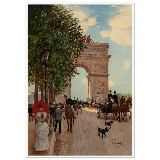 L’Arc de Triomphe, Champs-Elysées (circa 1882-85) Art Print | Jean Beraud - Framed Poster - 30x40 cm / 12x16″ - Black frame