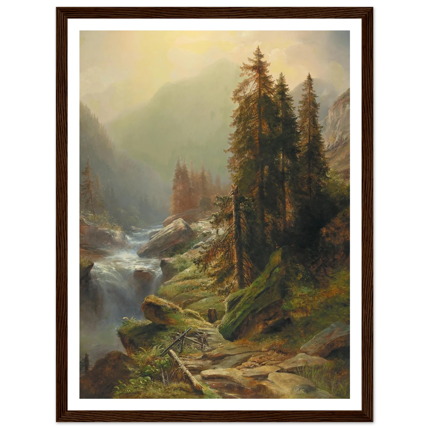 Large Mountain Landscape Art Print | Albert Zimmermann - Framed Poster - 30x40 cm / 12x16″ - Black frame