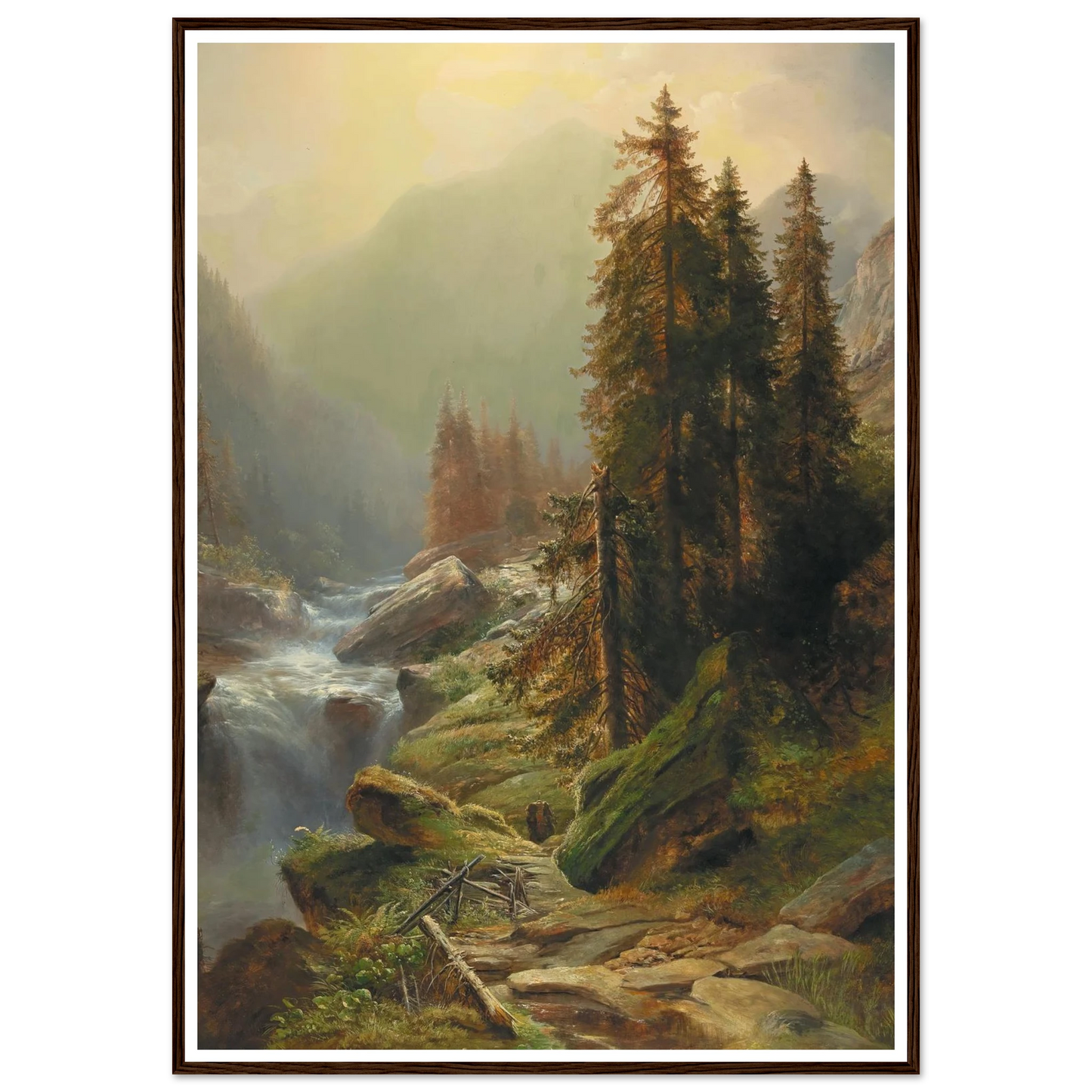 Large Mountain Landscape Art Print | Albert Zimmermann - Framed Poster - 30x40 cm / 12x16″ - Black frame