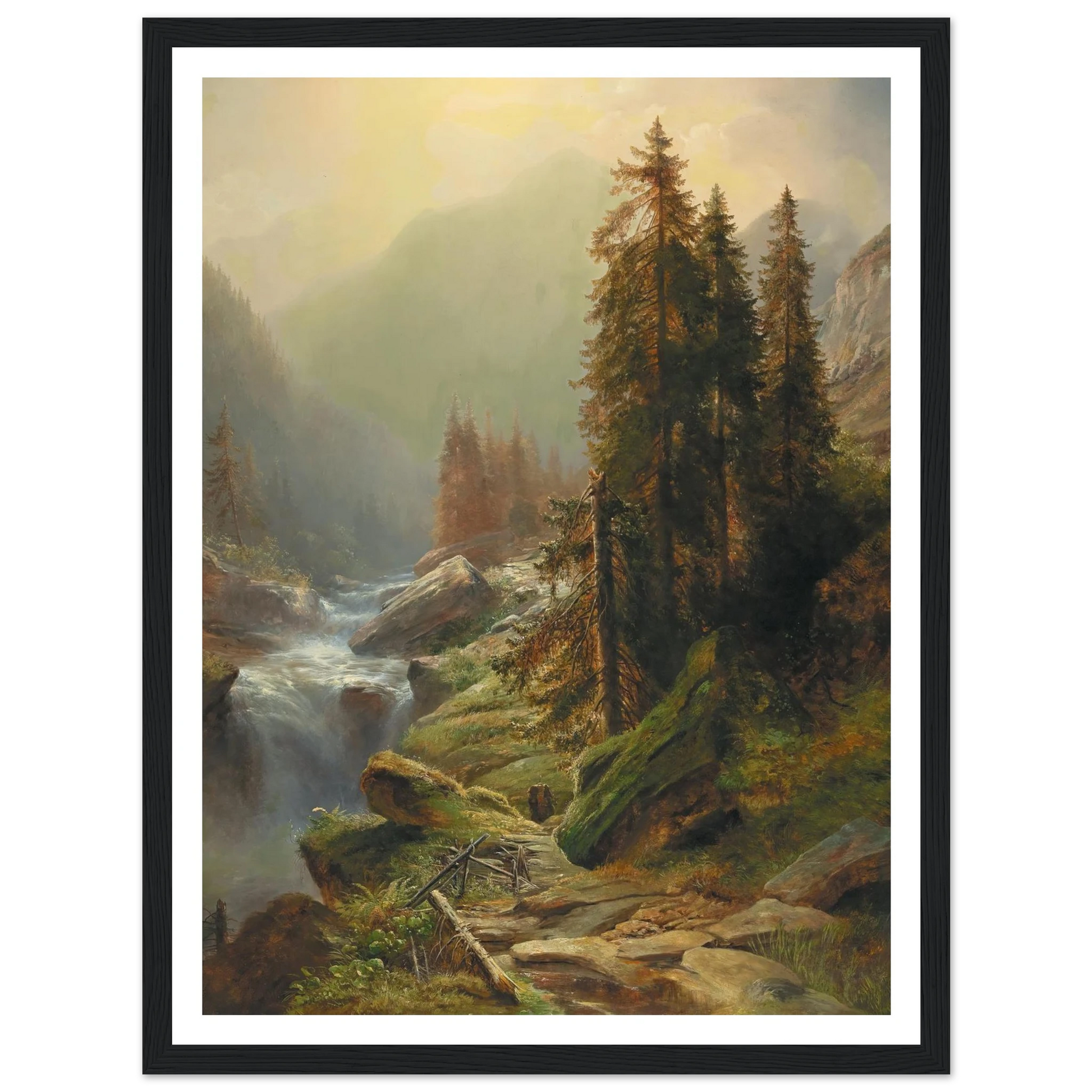 Large Mountain Landscape Art Print | Albert Zimmermann - Framed Poster - 30x40 cm / 12x16″ - Black frame