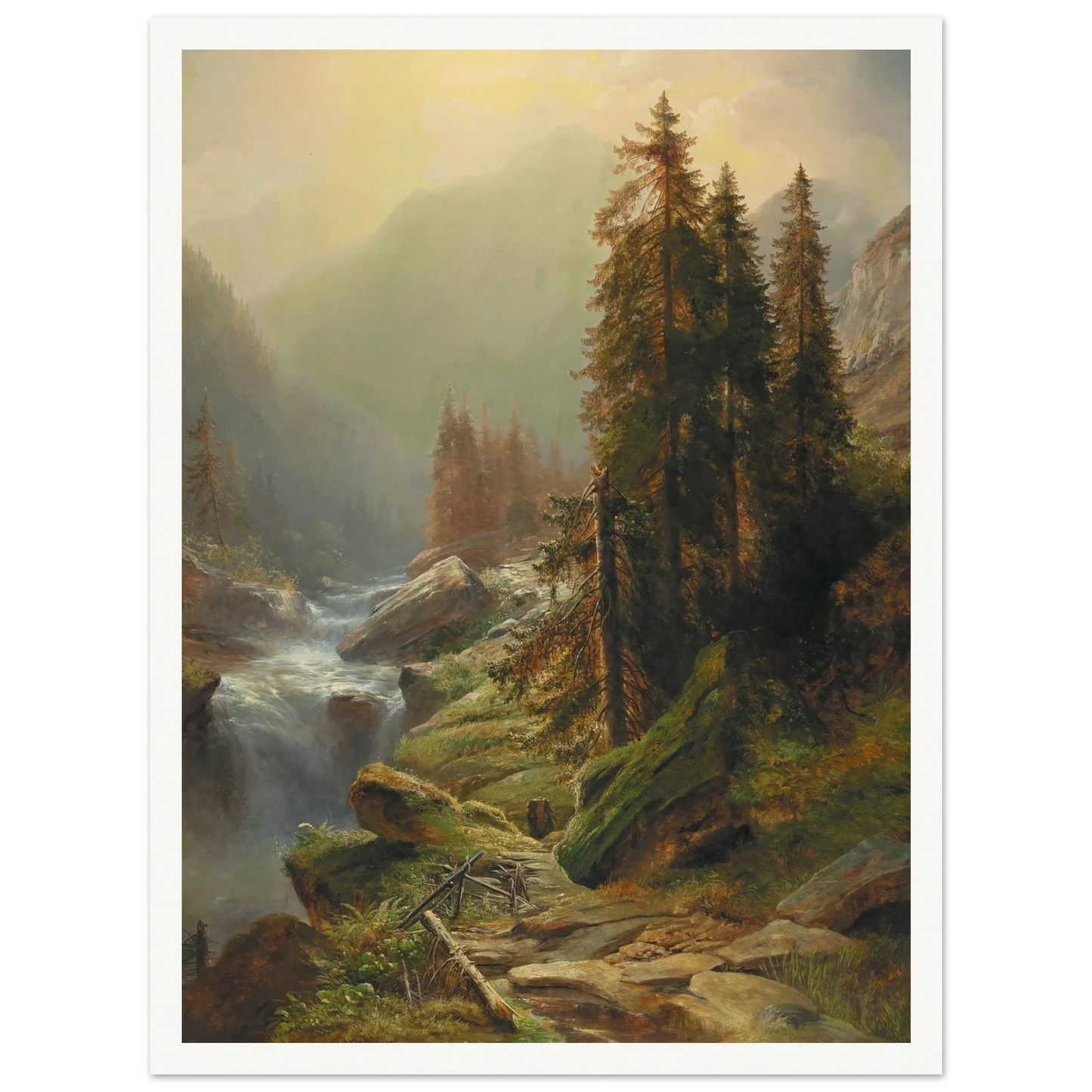 Large Mountain Landscape Art Print | Albert Zimmermann - Framed Poster - 30x40 cm / 12x16″ - Black frame