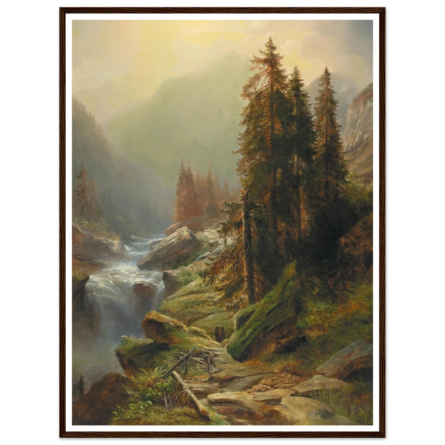 Large Mountain Landscape Art Print | Albert Zimmermann - Framed Poster - 30x40 cm / 12x16″ - Black frame