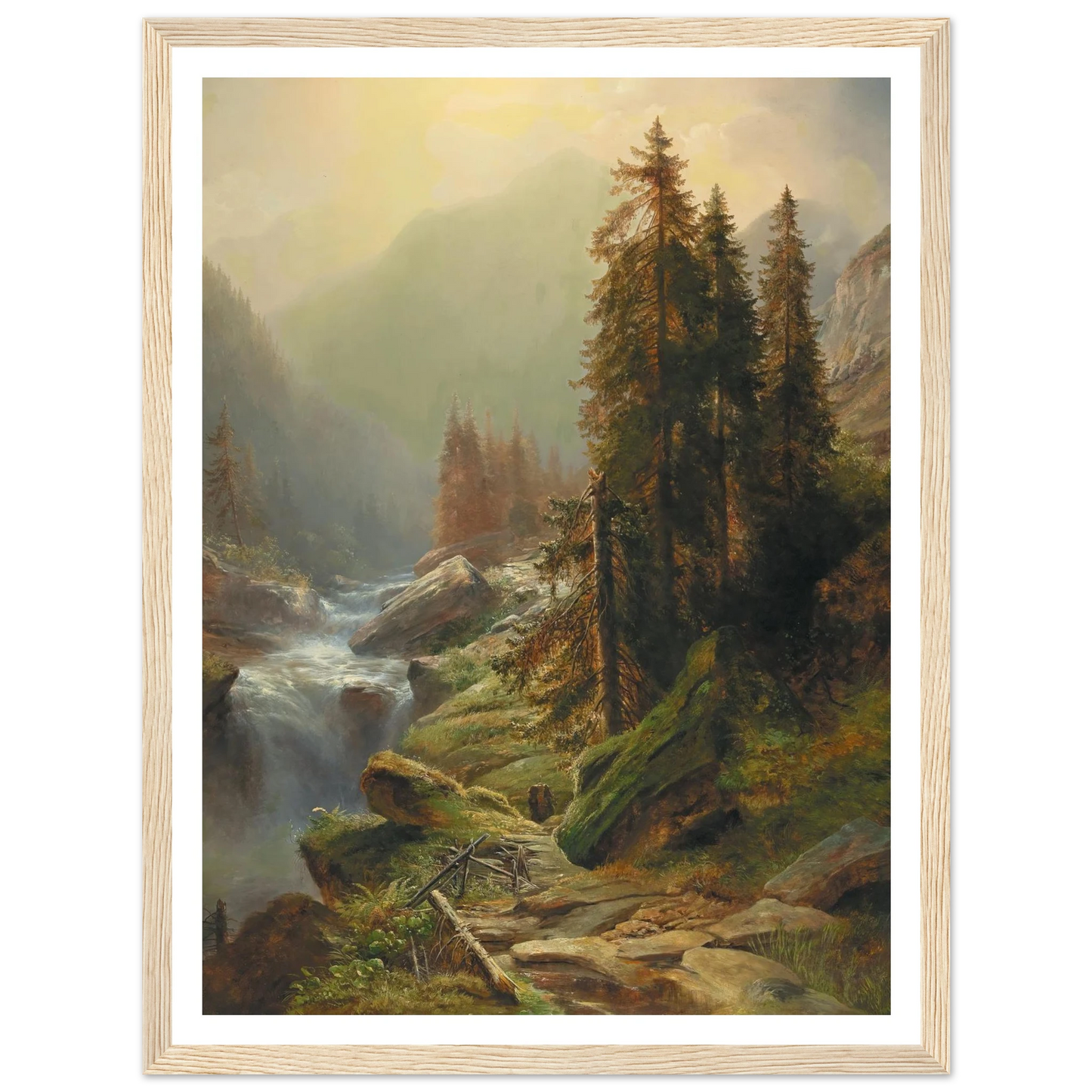 Large Mountain Landscape Art Print | Albert Zimmermann - Framed Poster - 30x40 cm / 12x16″ - Black frame