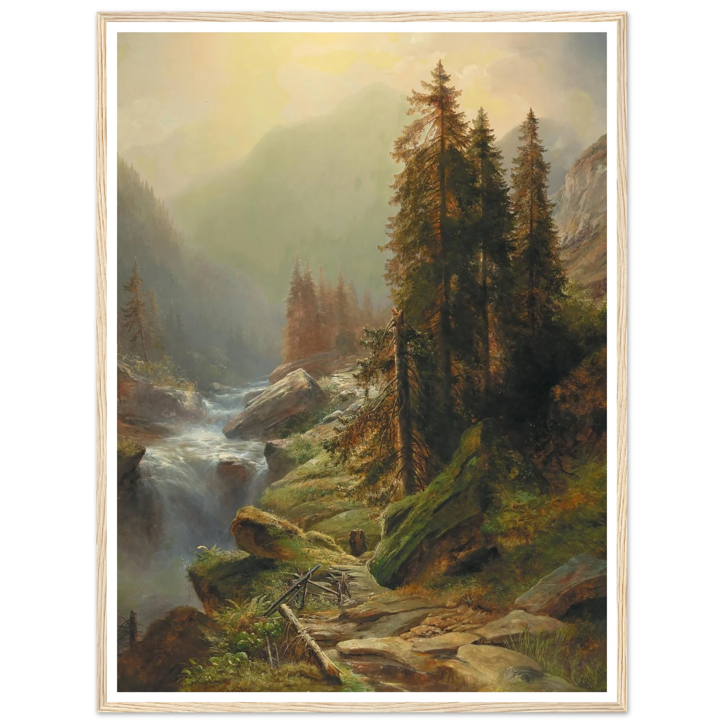 Large Mountain Landscape Art Print | Albert Zimmermann - Framed Poster - 30x40 cm / 12x16″ - Black frame