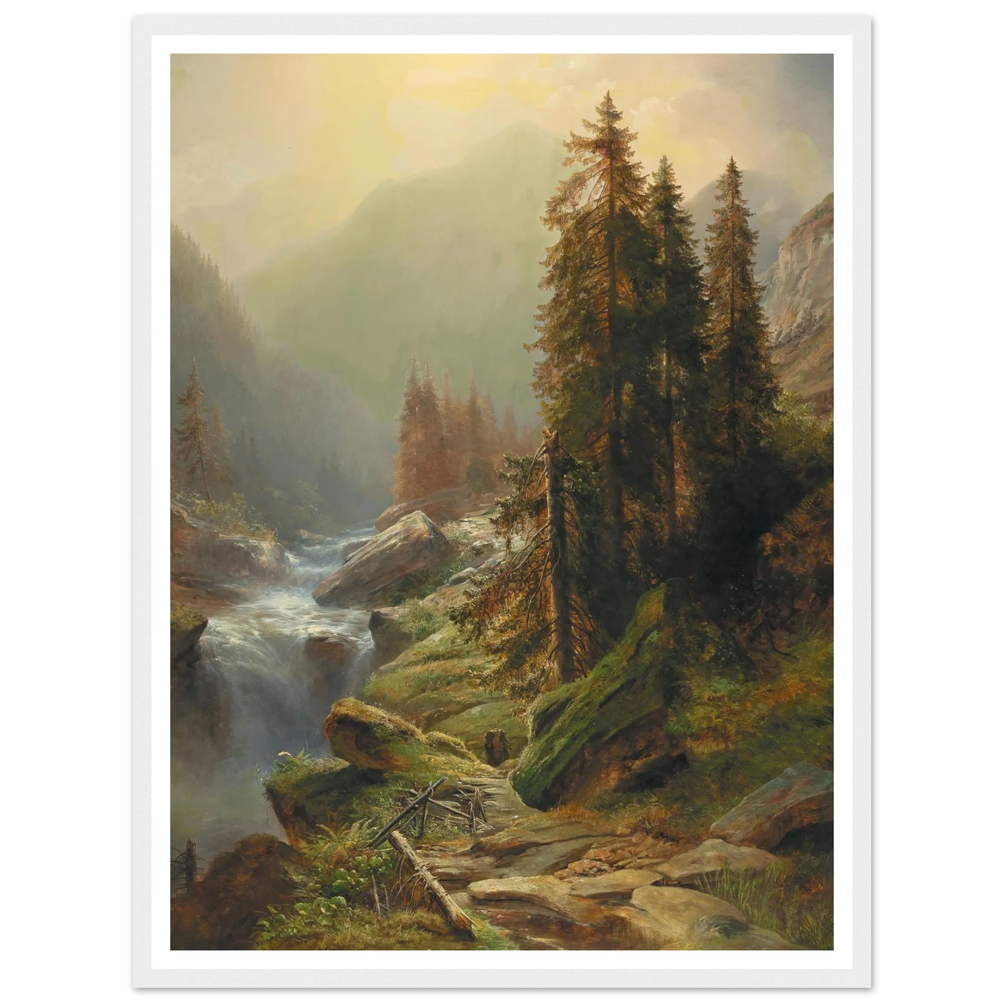 Large Mountain Landscape Art Print | Albert Zimmermann - Framed Poster - 30x40 cm / 12x16″ - Black frame
