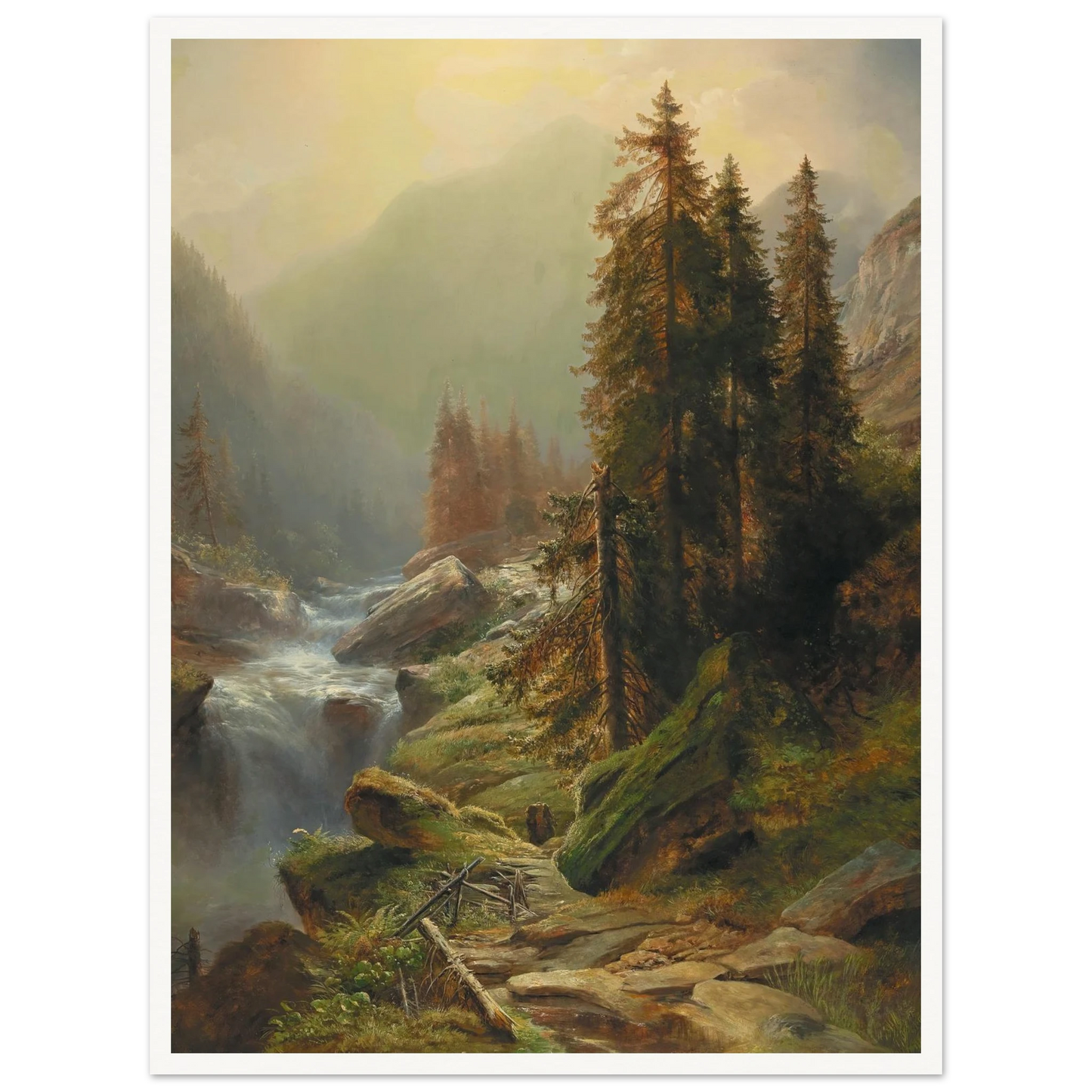 Large Mountain Landscape Art Print | Albert Zimmermann - Framed Poster - 30x40 cm / 12x16″ - Black frame