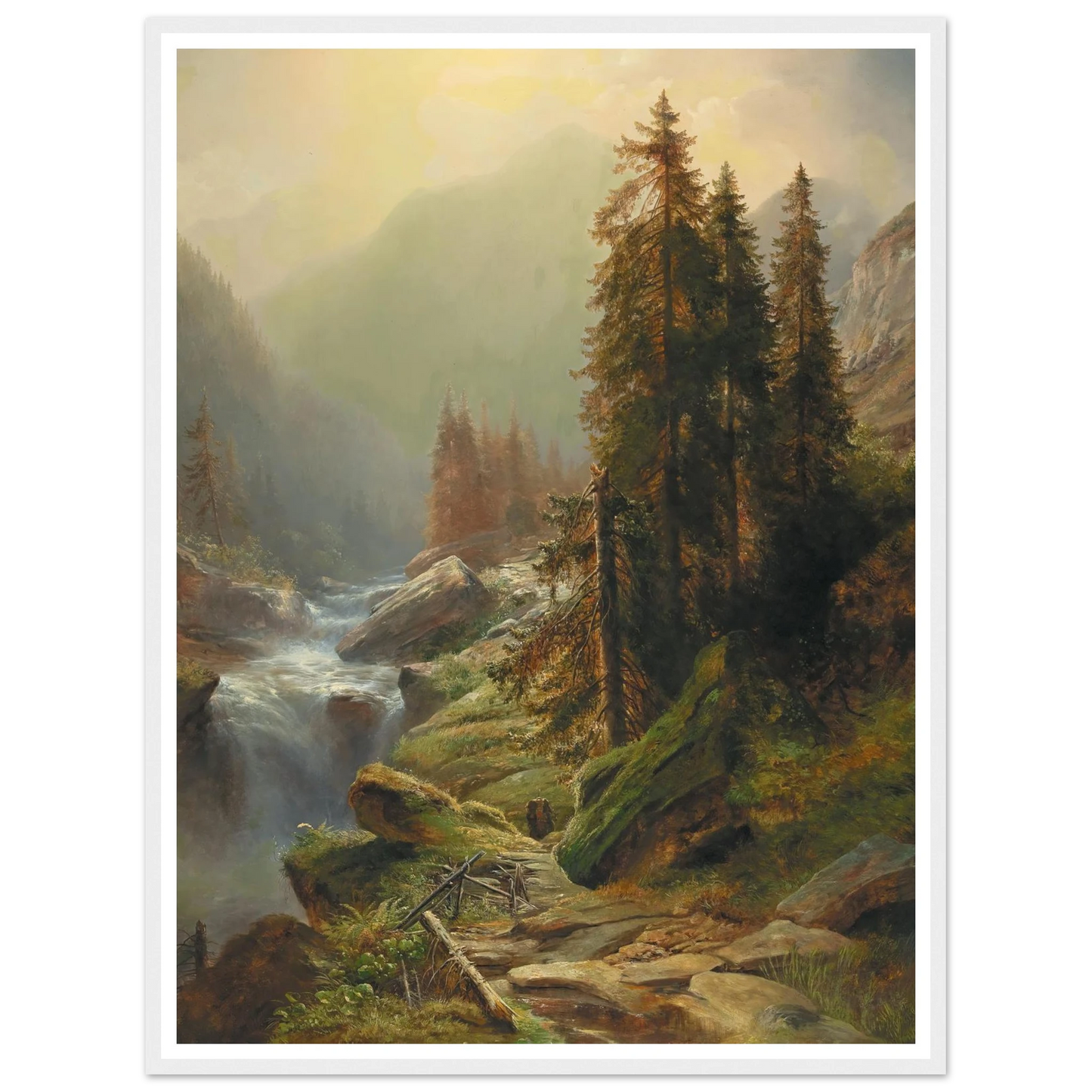 Large Mountain Landscape Art Print | Albert Zimmermann - Framed Poster - 30x40 cm / 12x16″ - Black frame