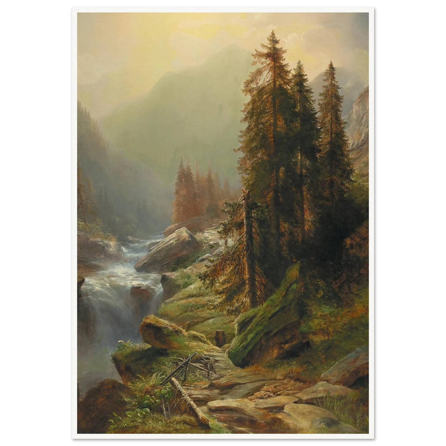 Large Mountain Landscape Art Print | Albert Zimmermann - Framed Poster - 30x40 cm / 12x16″ - Black frame