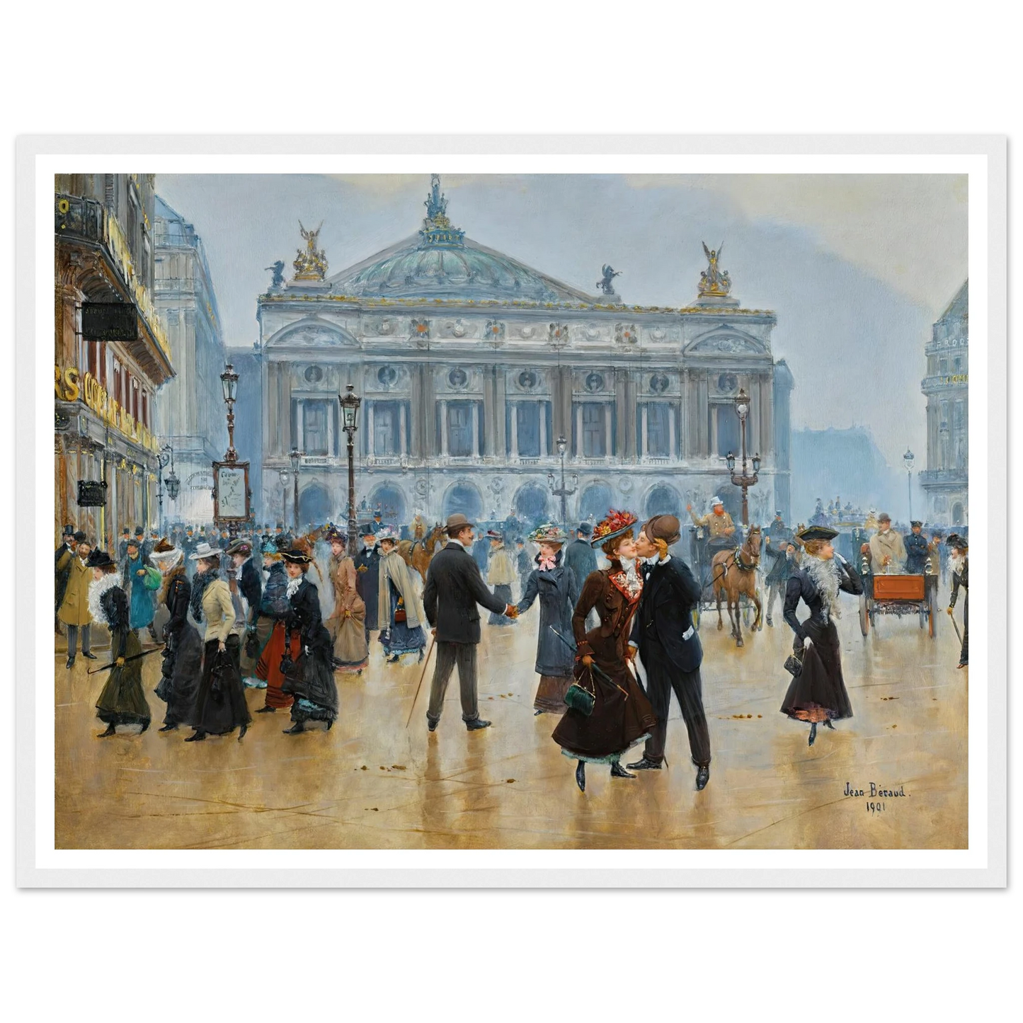 L’arrivée Des Midinettes (1901) Art Print | Jean Beraud - Framed Poster - 30x40 cm / 12x16″ - Black frame
