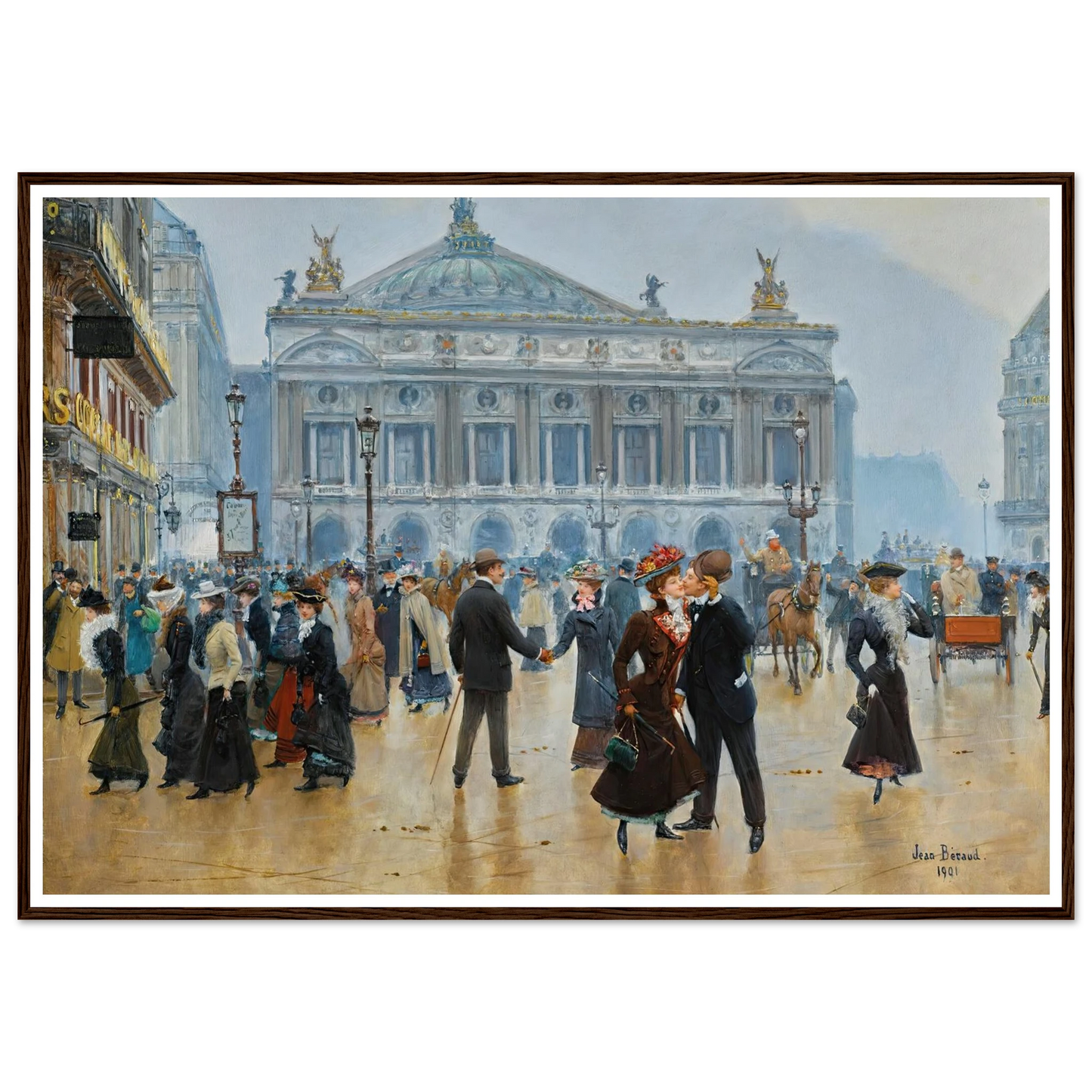 L’arrivée Des Midinettes (1901) Art Print | Jean Beraud - Framed Poster - 30x40 cm / 12x16″ - Black frame