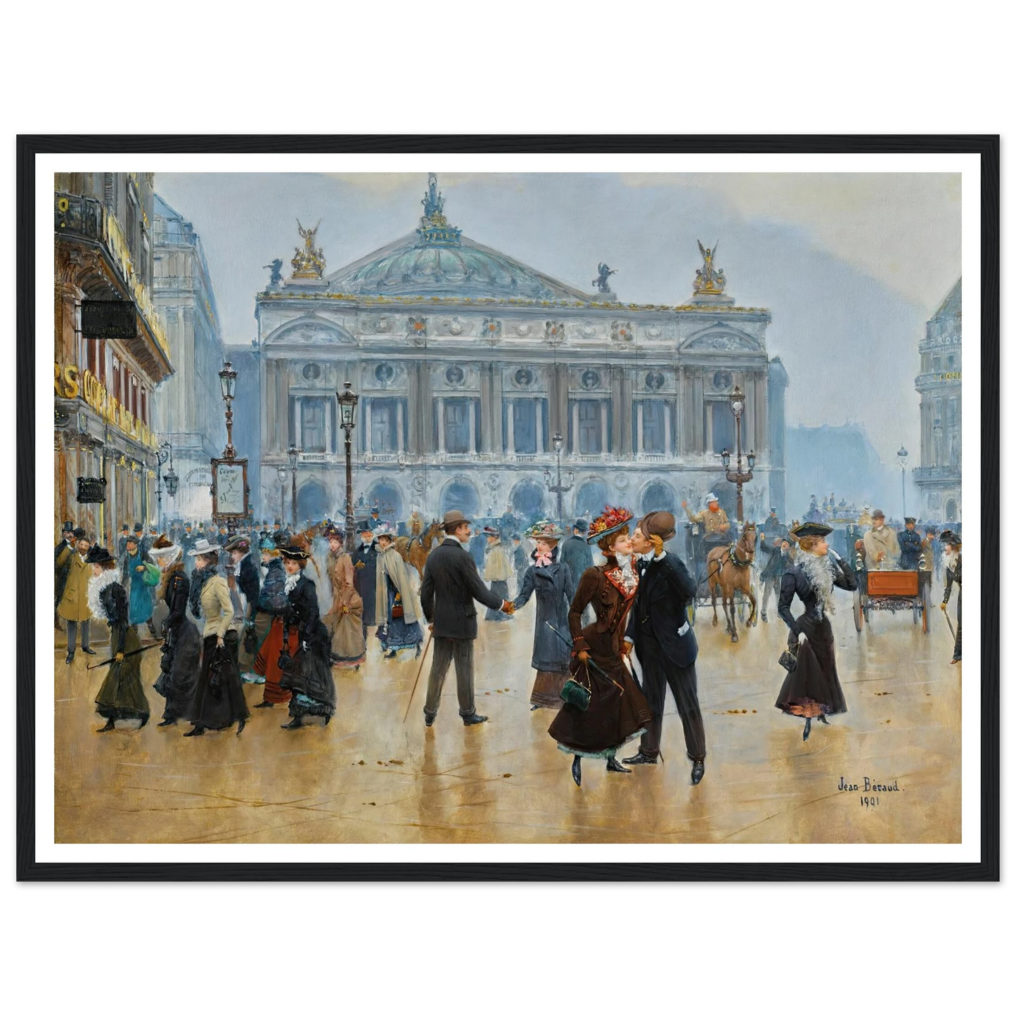 L’arrivée Des Midinettes (1901) Art Print | Jean Beraud - Framed Poster - 30x40 cm / 12x16″ - Black frame