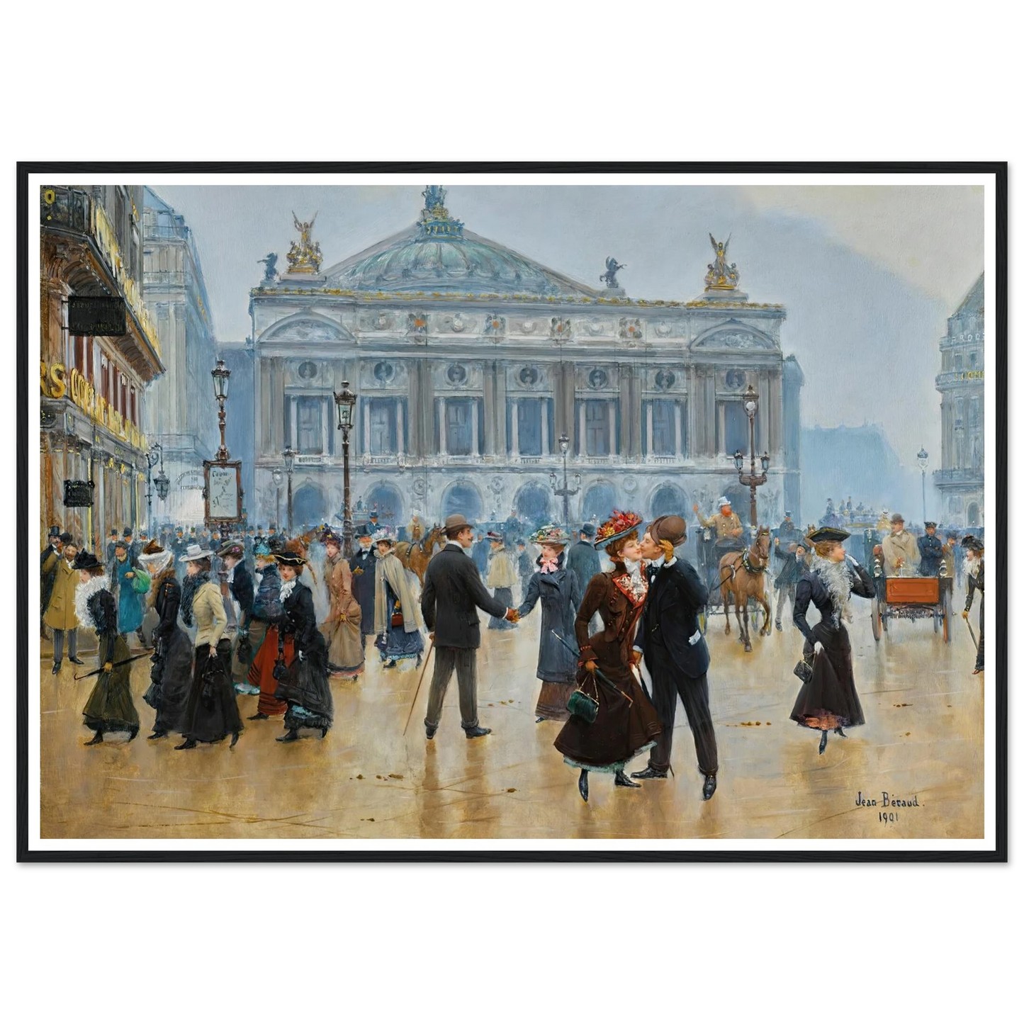 L’arrivée Des Midinettes (1901) Art Print | Jean Beraud - Framed Poster - 30x40 cm / 12x16″ - Black frame