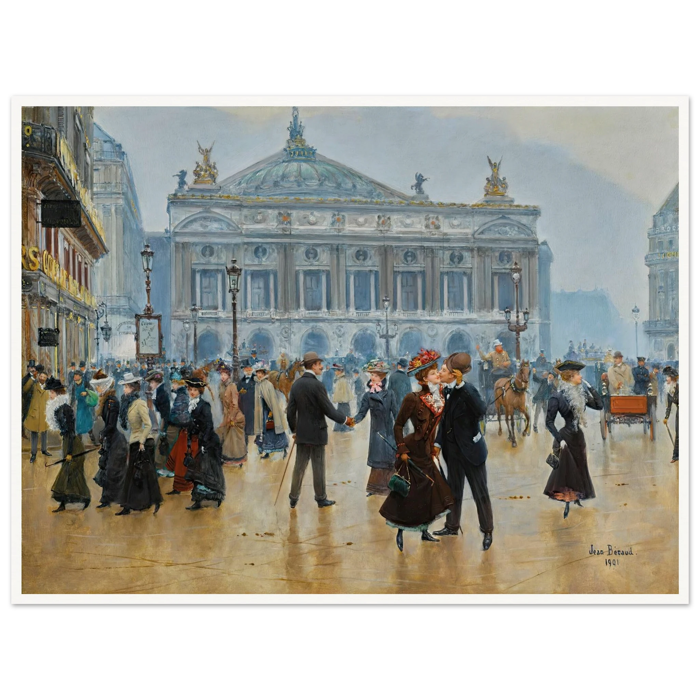L’arrivée Des Midinettes (1901) Art Print | Jean Beraud - Framed Poster - 30x40 cm / 12x16″ - Black frame