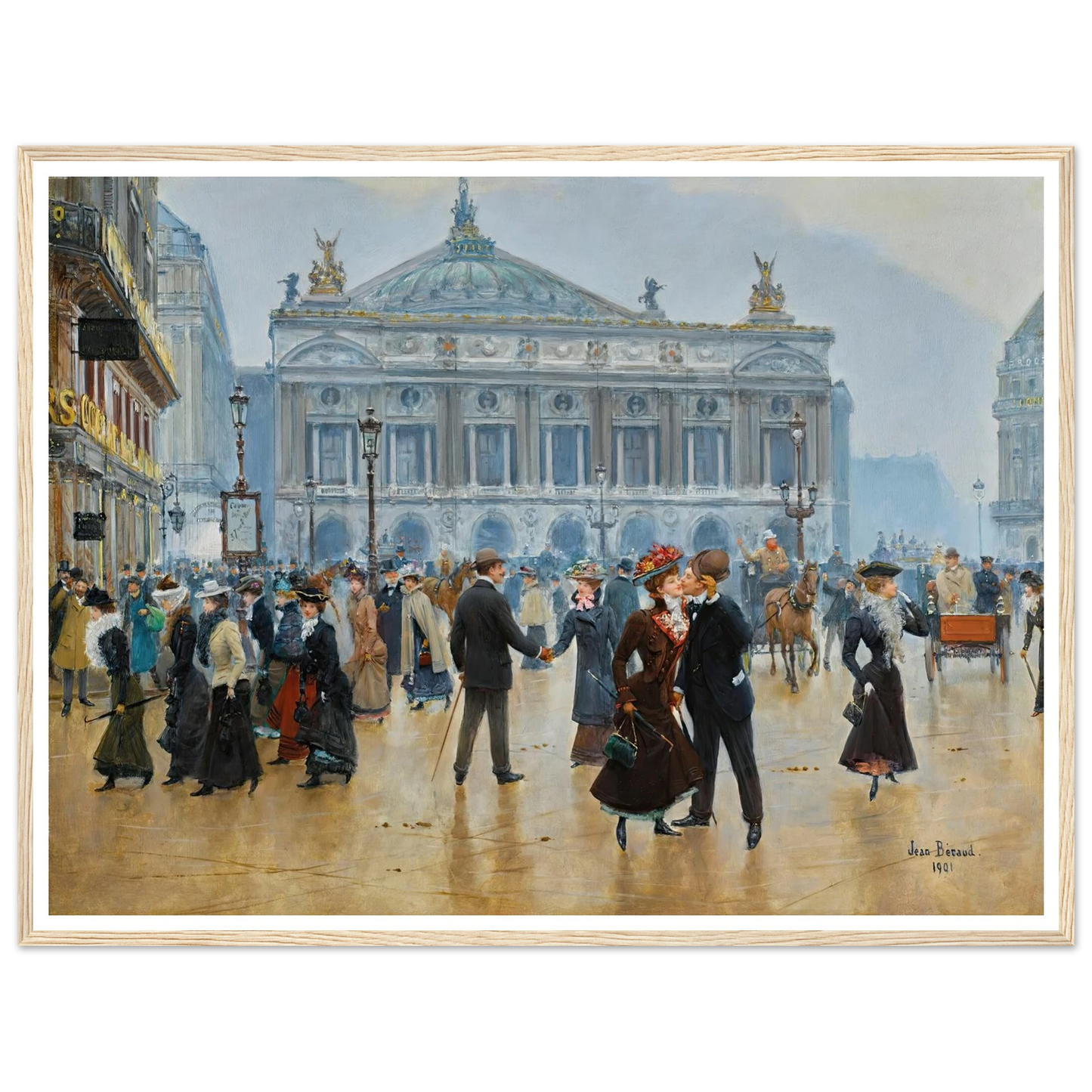 L’arrivée Des Midinettes (1901) Art Print | Jean Beraud - Framed Poster - 30x40 cm / 12x16″ - Black frame