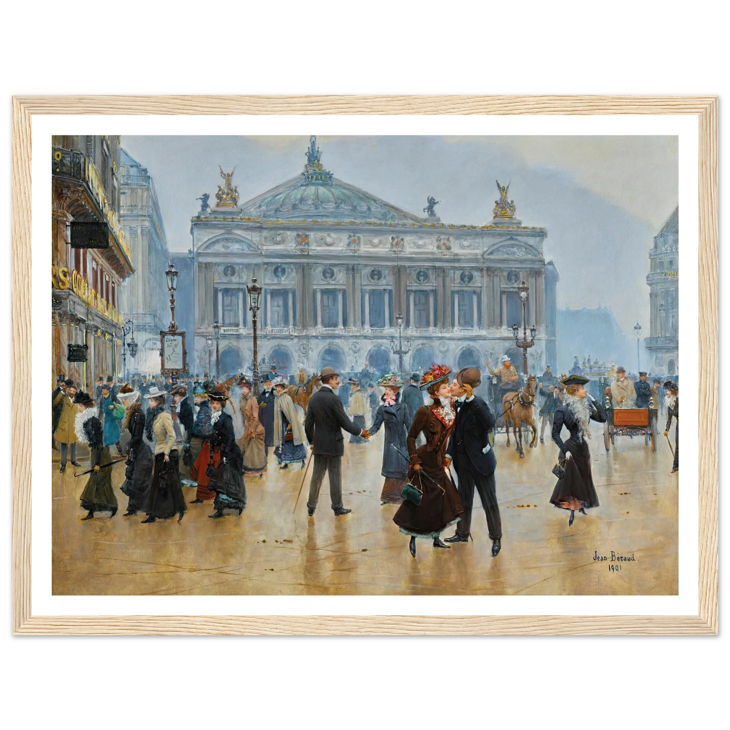 L’arrivée Des Midinettes (1901) Art Print | Jean Beraud - Framed Poster - 30x40 cm / 12x16″ - Black frame