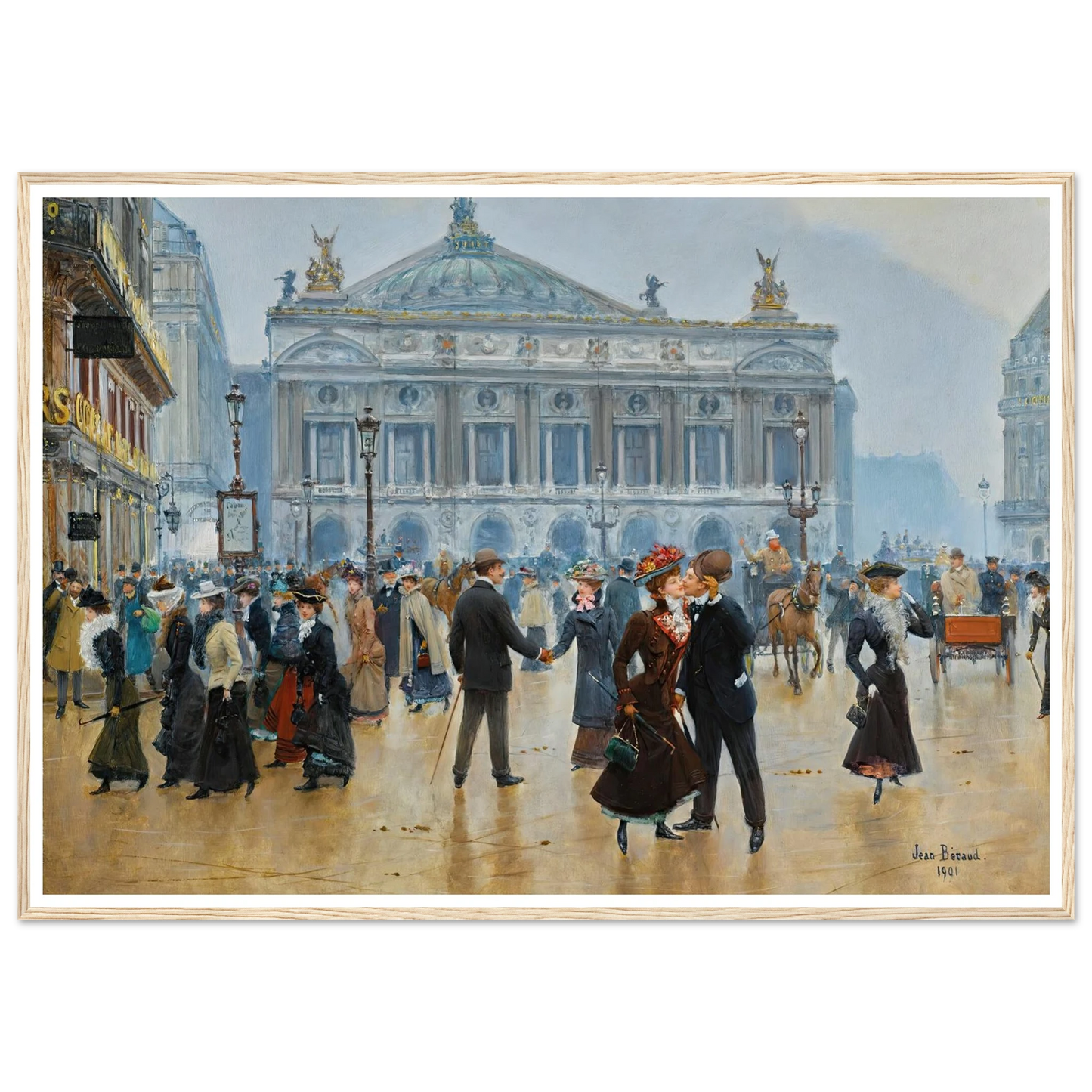 L’arrivée Des Midinettes (1901) Art Print | Jean Beraud - Framed Poster - 30x40 cm / 12x16″ - Black frame