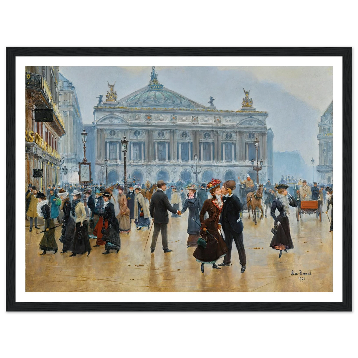 L’arrivée Des Midinettes (1901) Art Print | Jean Beraud - Framed Poster - 30x40 cm / 12x16″ - Black frame