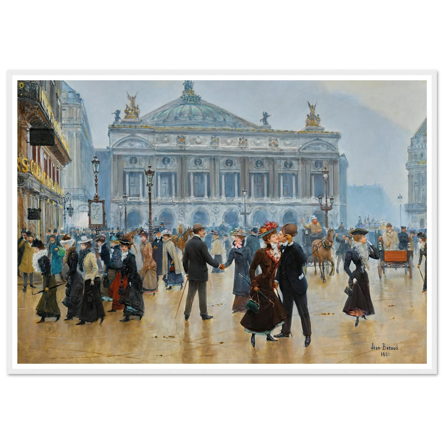L’arrivée Des Midinettes (1901) Art Print | Jean Beraud - Framed Poster - 30x40 cm / 12x16″ - Black frame
