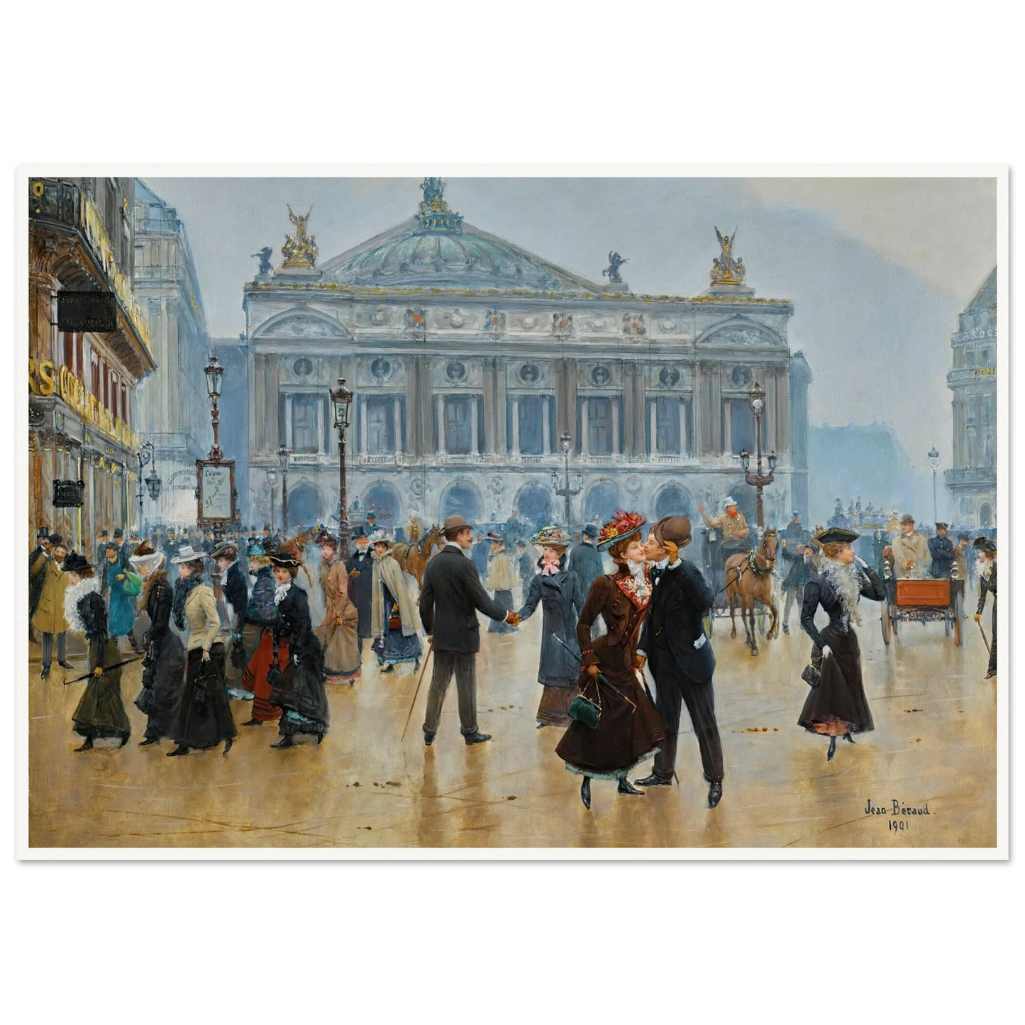 L’arrivée Des Midinettes (1901) Art Print | Jean Beraud - Framed Poster - 30x40 cm / 12x16″ - Black frame