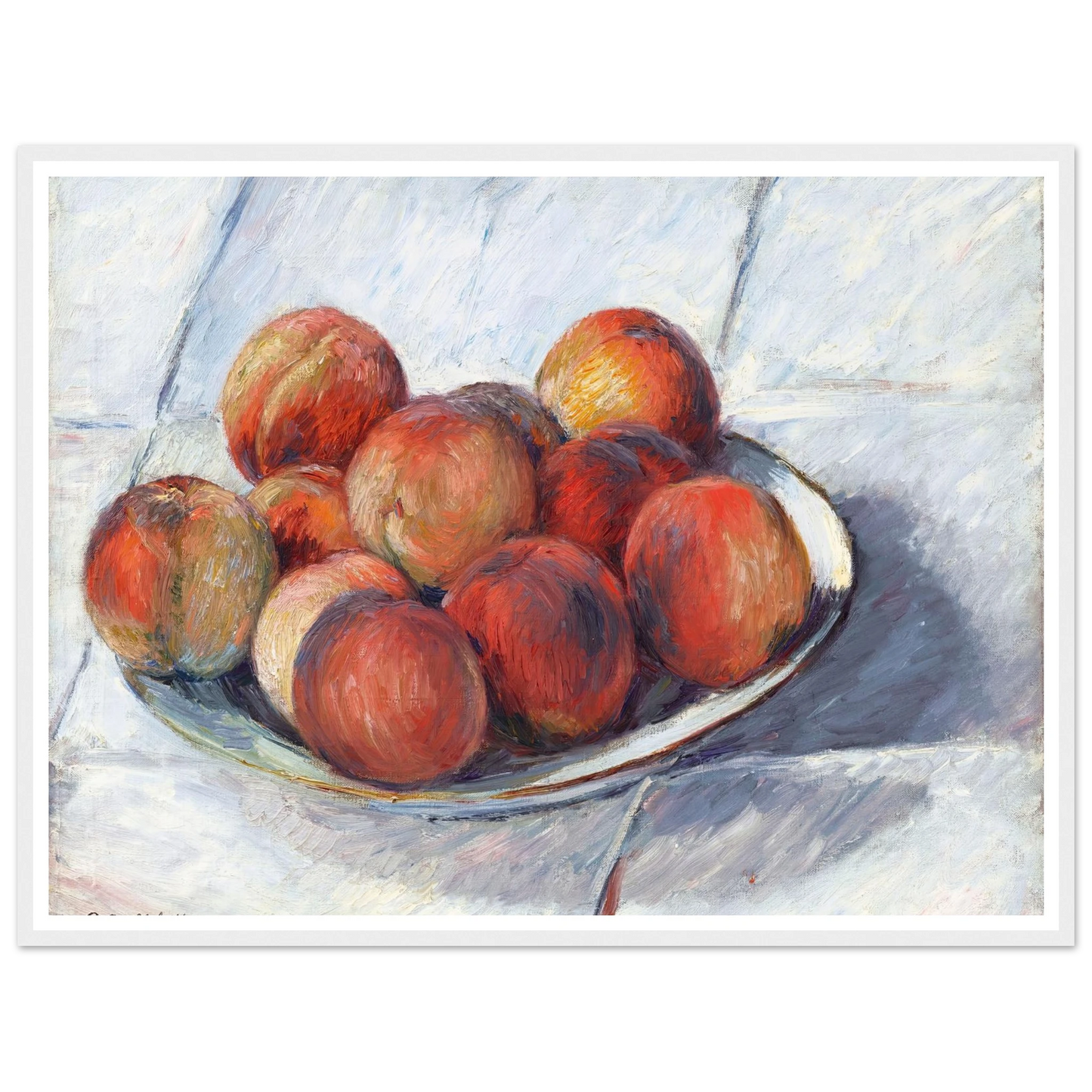 L’Assiette de pêches (circa 1882) Art Print | Gustave Caillebotte - Framed Poster - 30x40 cm / 12x16″ - Black frame