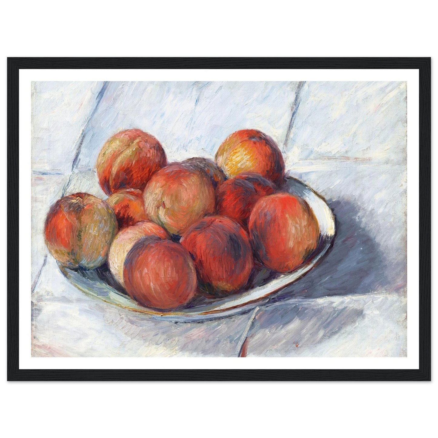 L’Assiette de pêches (circa 1882) Art Print | Gustave Caillebotte - Framed Poster - 30x40 cm / 12x16″ - Black frame